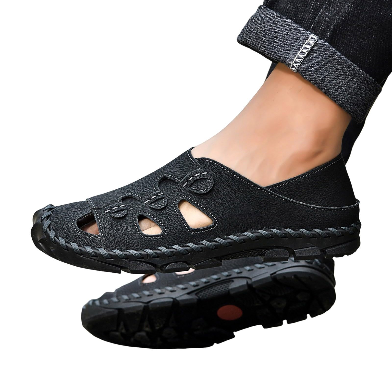 Sandalias Verano Hombre-Sandalias de verano con punta abierta, transpirables, informales, para caminar, ligeras, para la playa, cómodas para viajar.