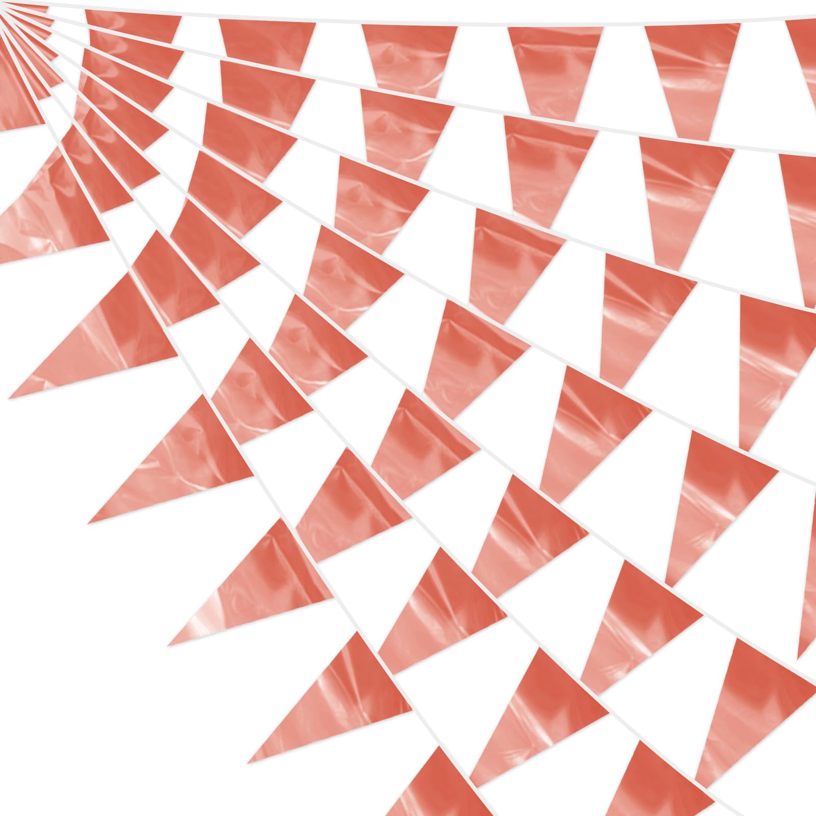 130FT Rose Gold Glitter Triangle Pennant Banner Flag Metallic Bunting Fabric Garland for Christmas Wedding Birthday Anniversary Bridal Shower Engagement Graduation Party Decorations Decor