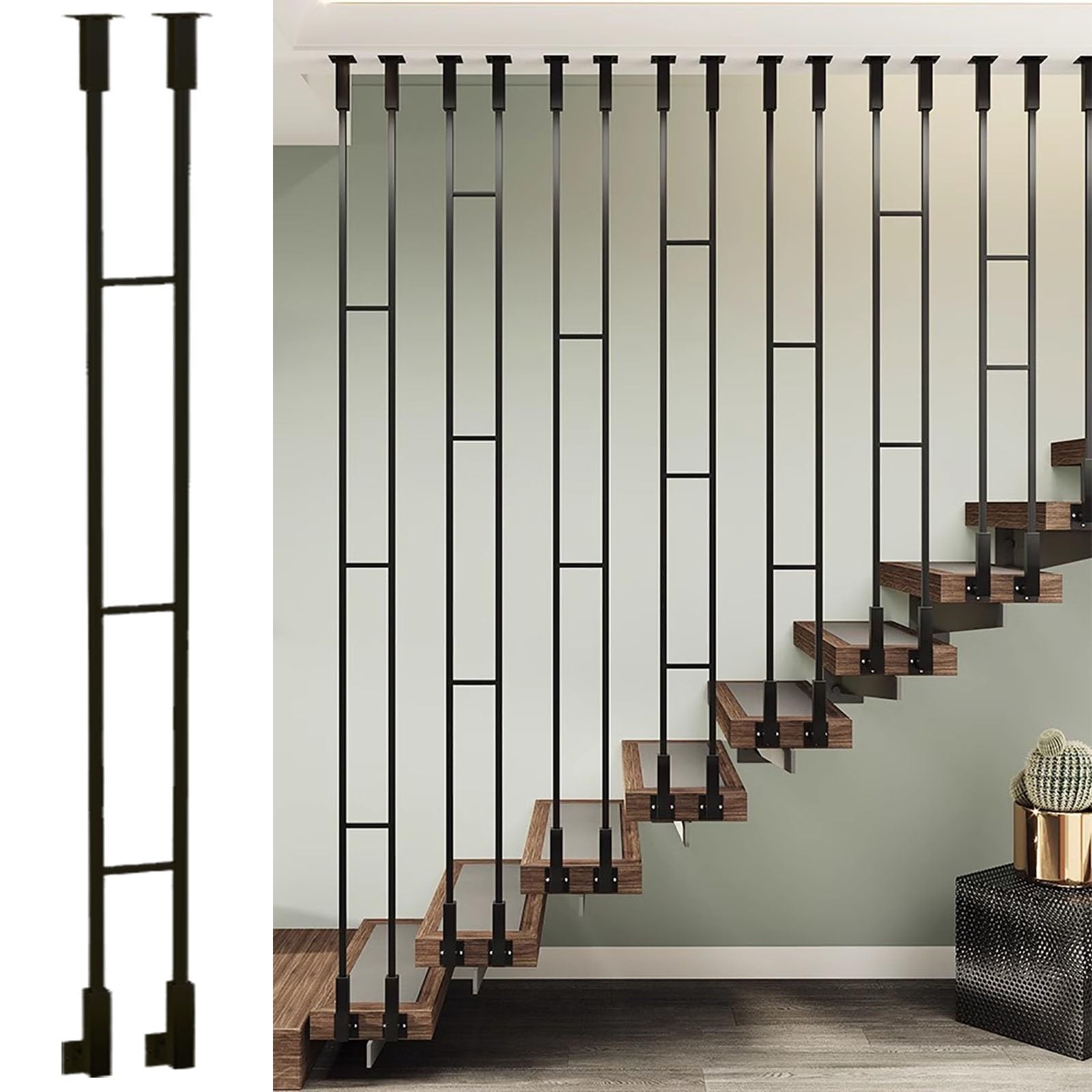 Balustrades d'escalier d'intérieur H 96in poteaux de garde-corps pour appartement fixe