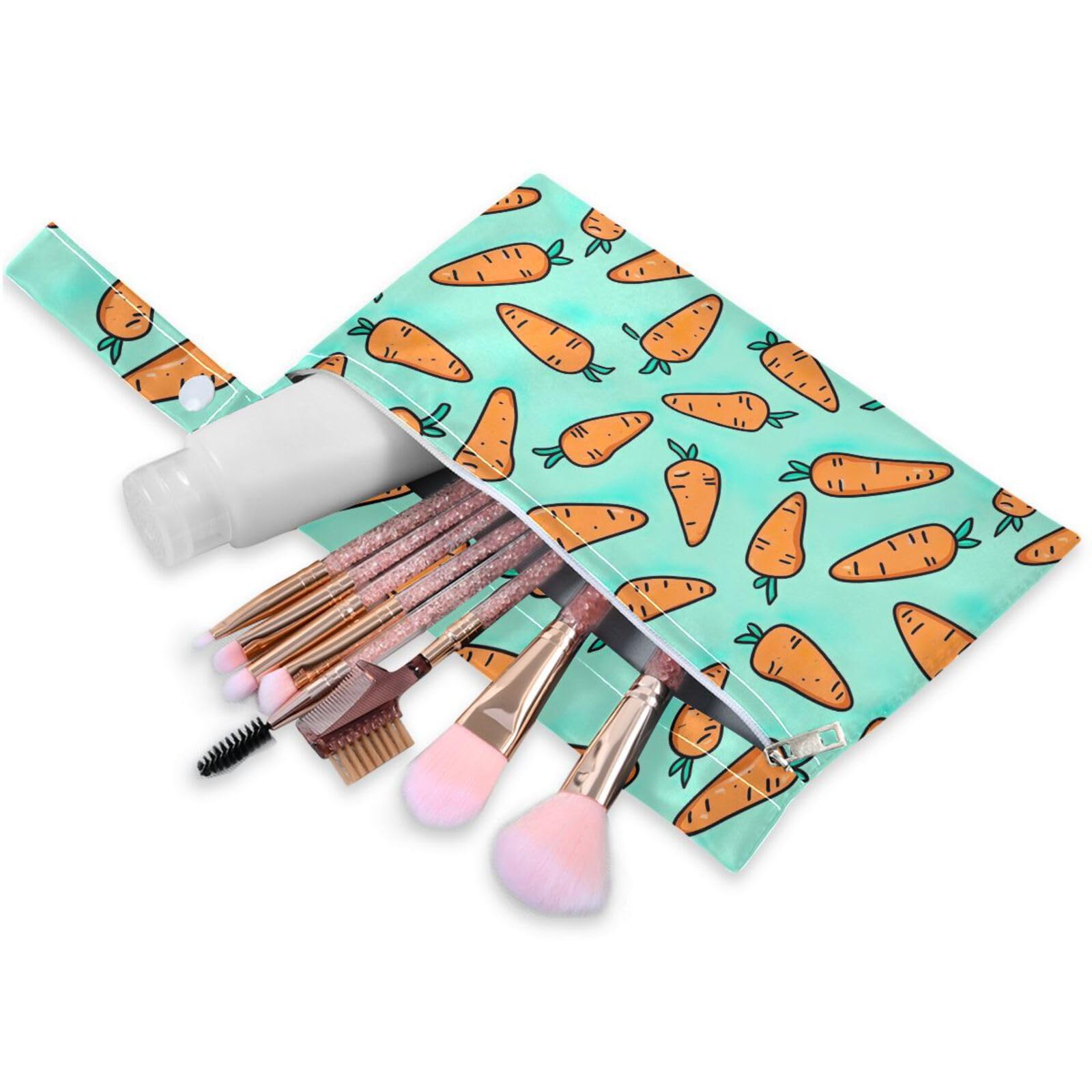 Coikll Wet Dry Bags for Cloth Diaper 2 Pack Waterproof Yoga Gym Bag for Swimsuit Wet Clothes Baby Items-?Cute Carrot?