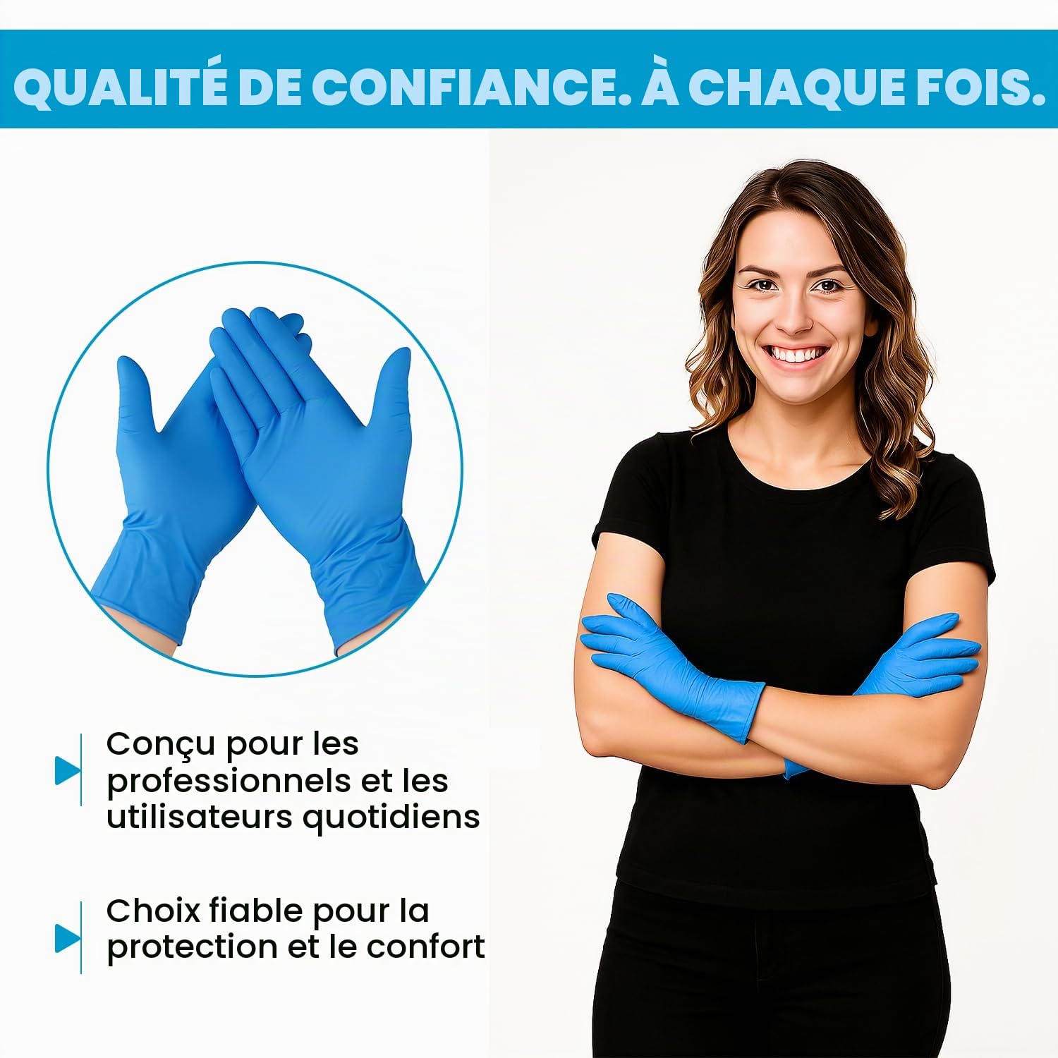 Gants en nitrile Just Health | Sans poudre, sans latex, ambidextres, jetables, flexibles et résistants | Utilisation polyvalente | Gants en nitrile bleus | 1000 pièces-XL