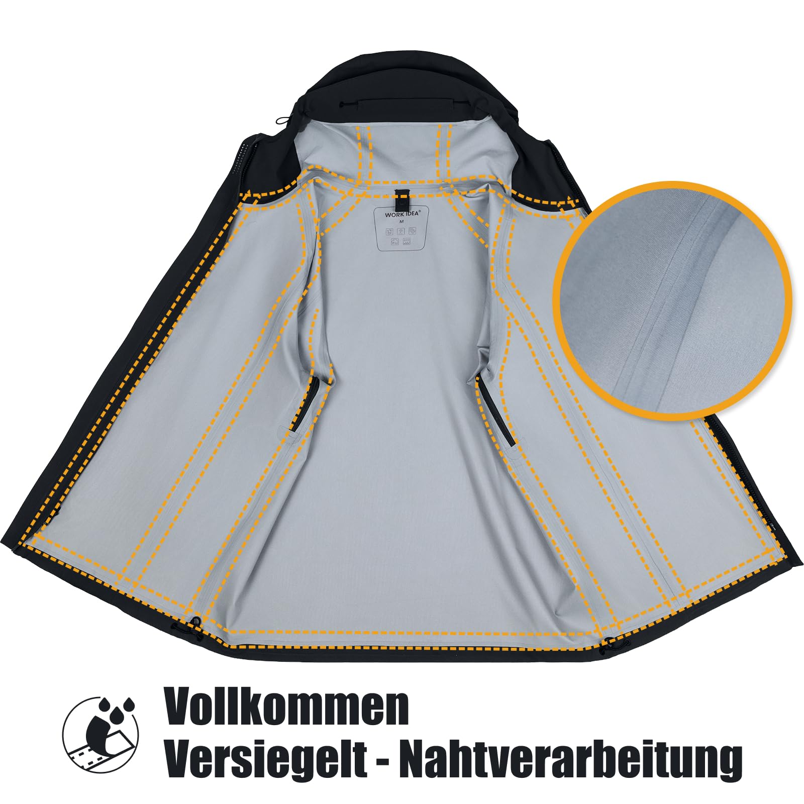WORK IDEA Herren 3-in-1 Jacke, Wasserdicht (10000 mm Wassersäule), Atmungsaktiv, Winddicht mit Kapuze und Fleece-Innenjacke - Funktionsjacke für Wandern, Fahrrad, Camping und Outdoor