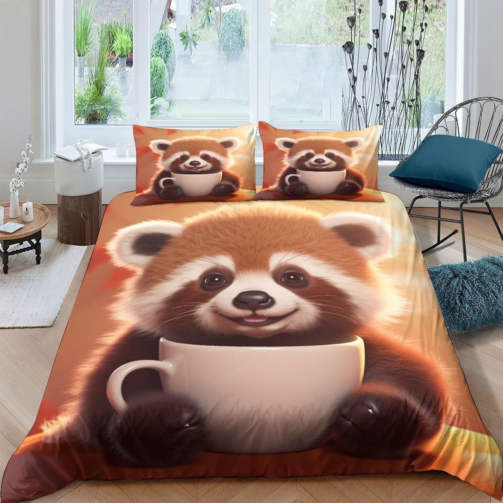 Parure de lit fermeture éclair Lesser Panda 220x240 anti-froissement