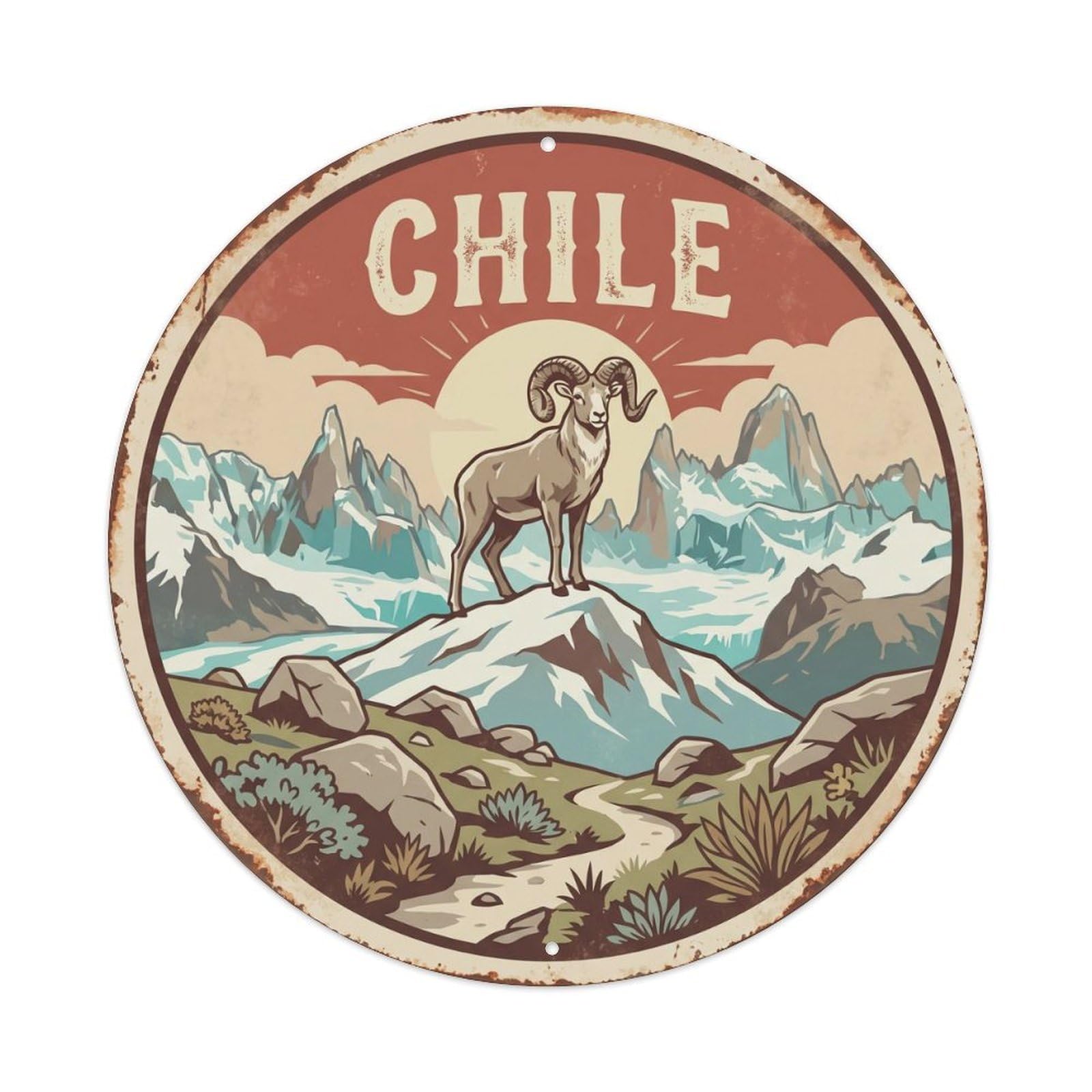 Chile Argali Mountain Peak Metal Tin Sign