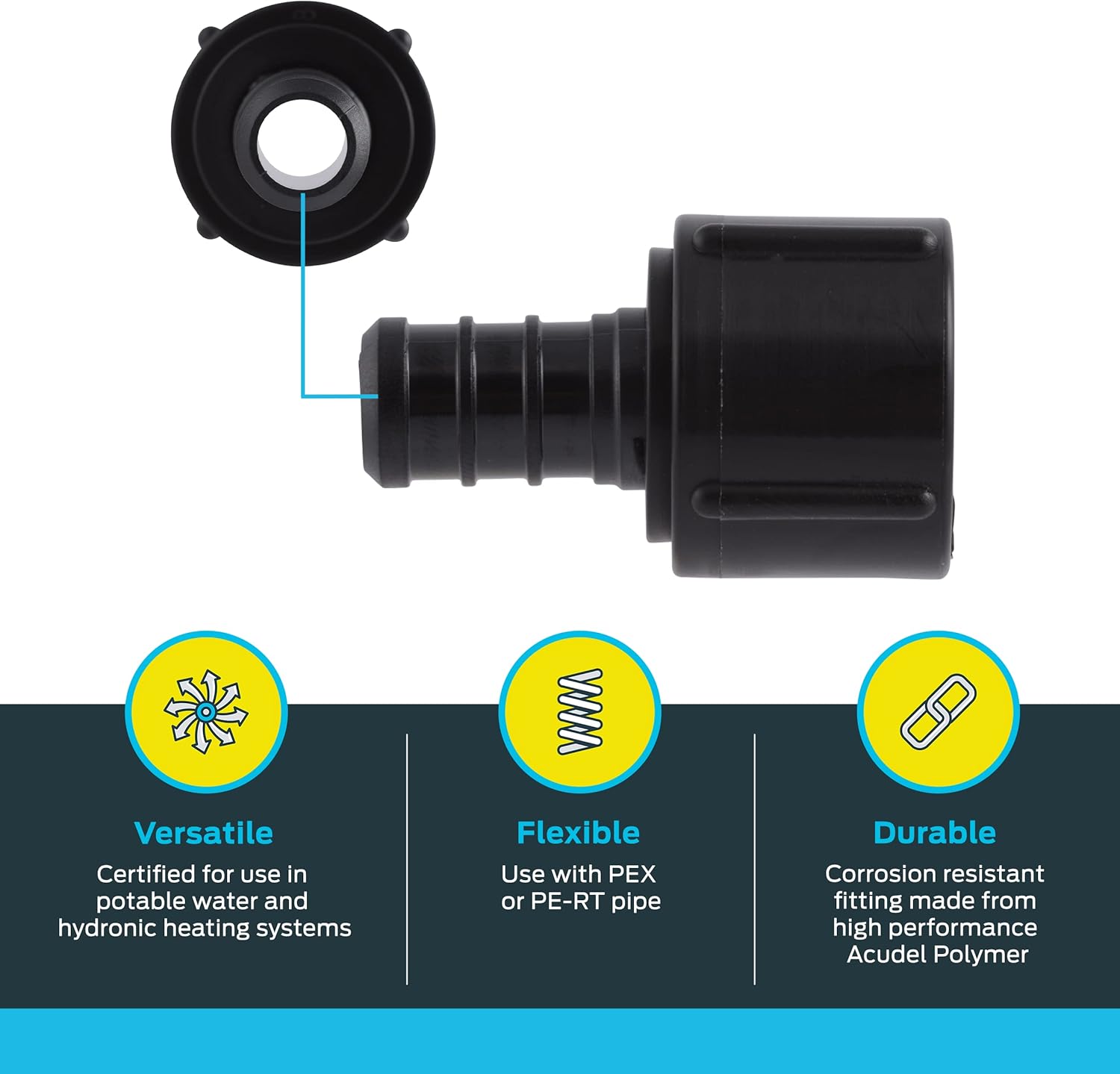 SharkBite 1/2 Inch Poly Crimp Swivel Adapter, Pack of 25, PEX Pipe, PE-RT, UP526