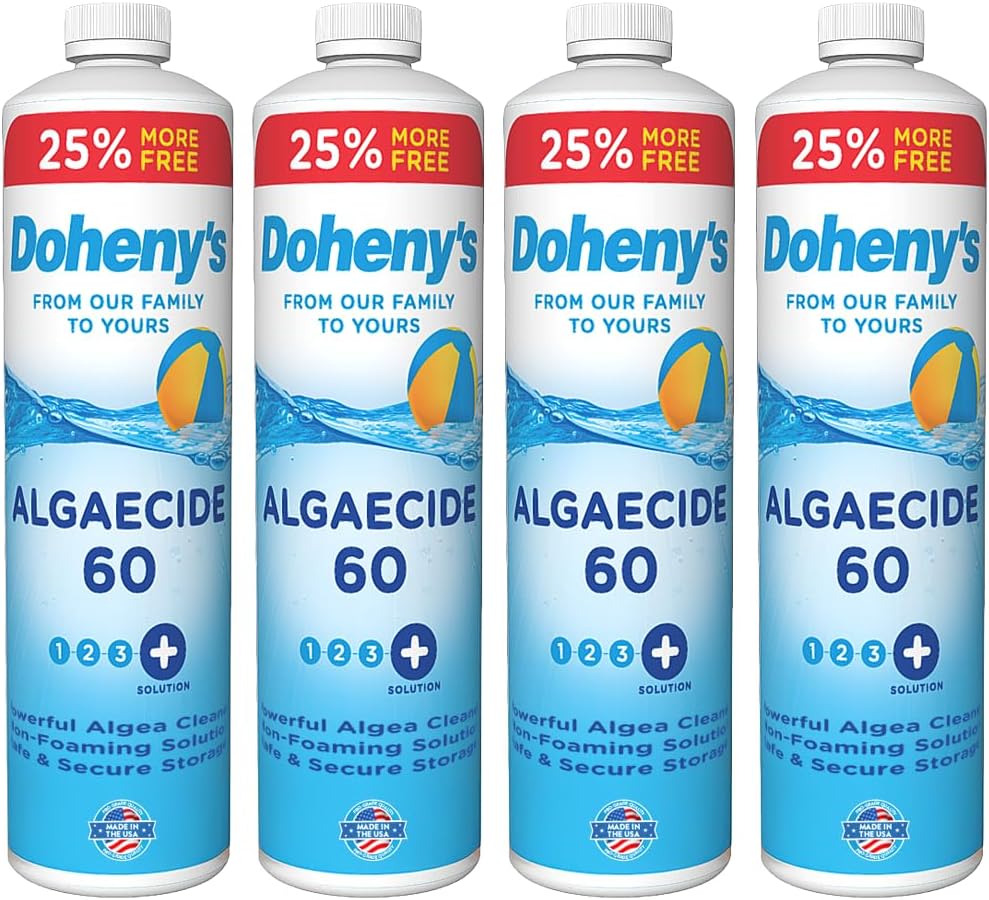 Algaecide 60 | Pro-Grade, Metal-Free & Non-Foaming | Prevents All Algae Types | No Stains or Clouding | Safe for Salt, Chlorine & Bromine Pools | Treats 160,000 Gallons | 4 x 40oz (160oz)