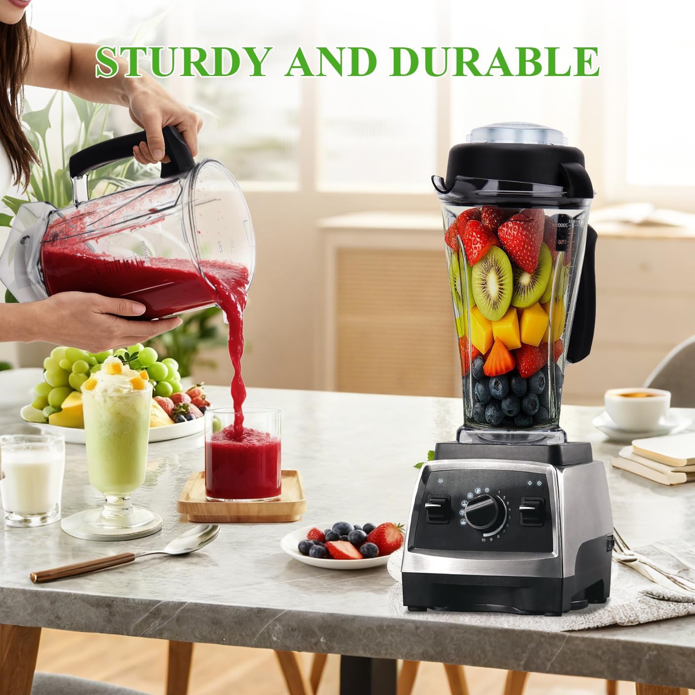 Blender Pitcher 64oz Replacement Compatible with Vitamix 5200 5000 5300 6300 7500 Pro200 750 VM0101 VM0102 VM0103 E310 E320 Commercial Blender Pitcher Cup Parts