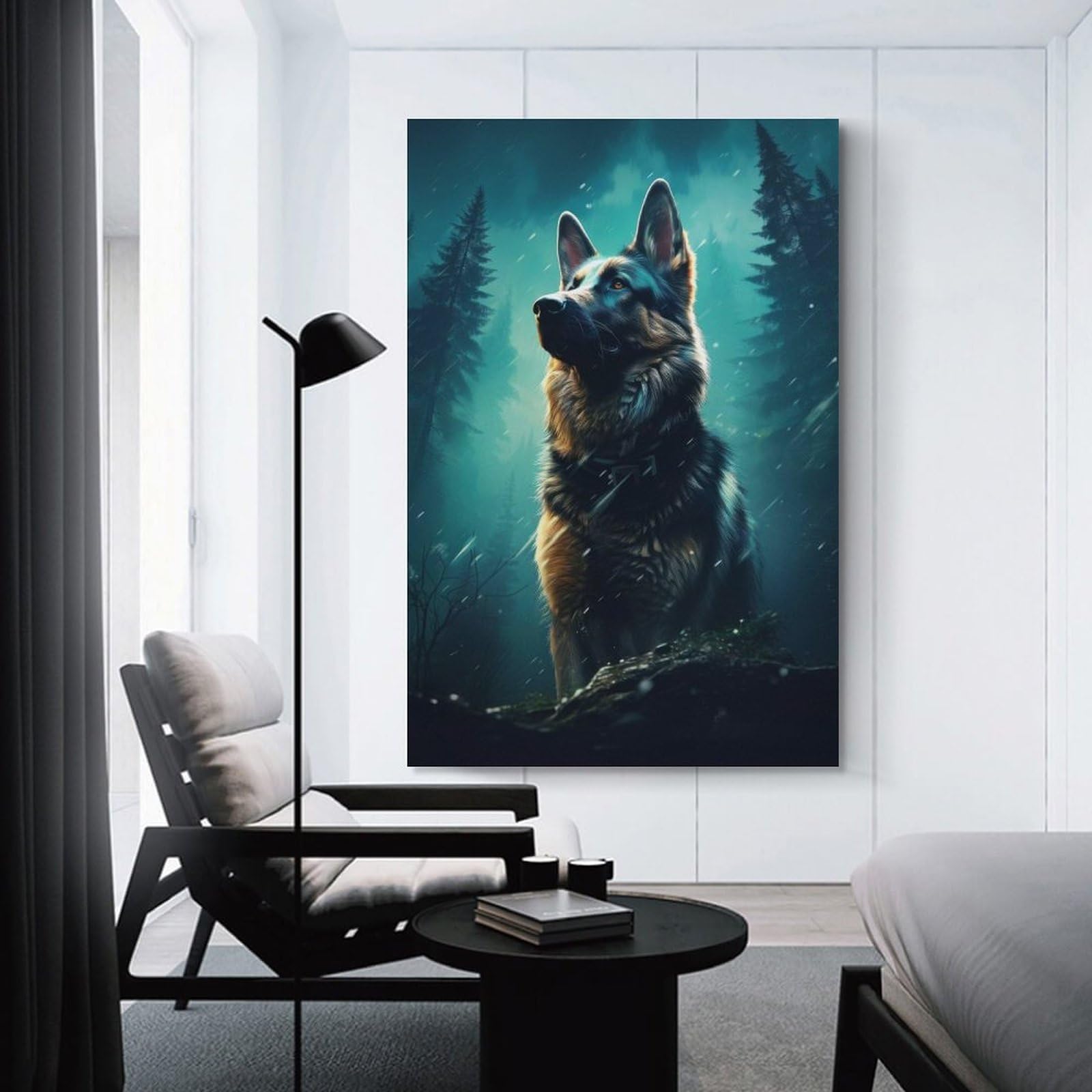Junmoney Canvas Wall Art German Shepherd Dog, 20x30inch(50x75cm), for New Homes, Bedrooms Or Workspaces, Canvas Artwork with Gifting Potential