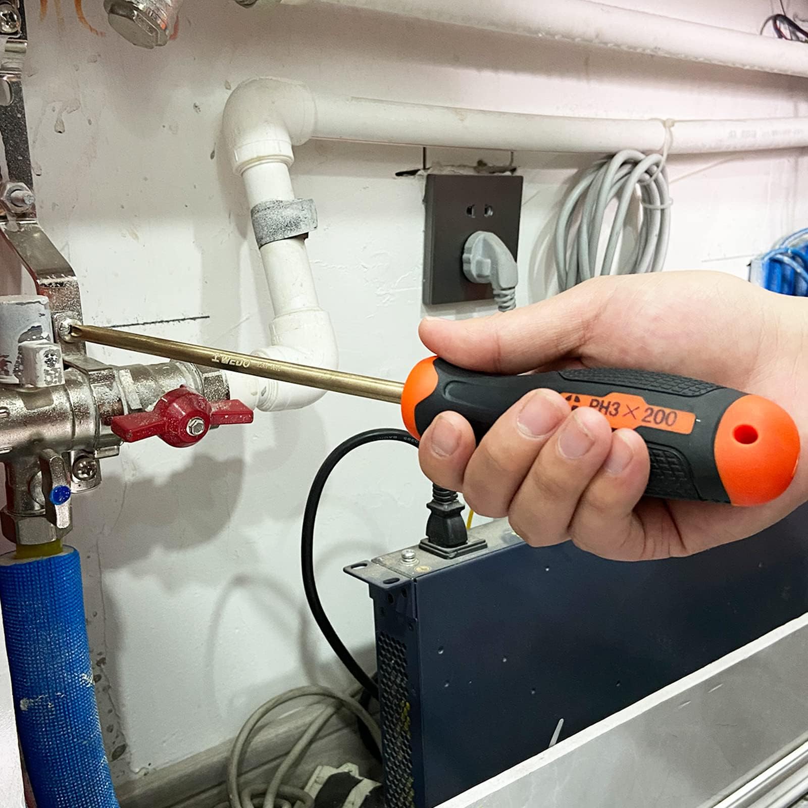 WEDO Set di 17 strumenti di sicurezza senza scintille in rame al berillio, senza scintille con martelli, cacciaviti, chiavi nella cassetta degli attrezzi, non magnetico, forte coppia,