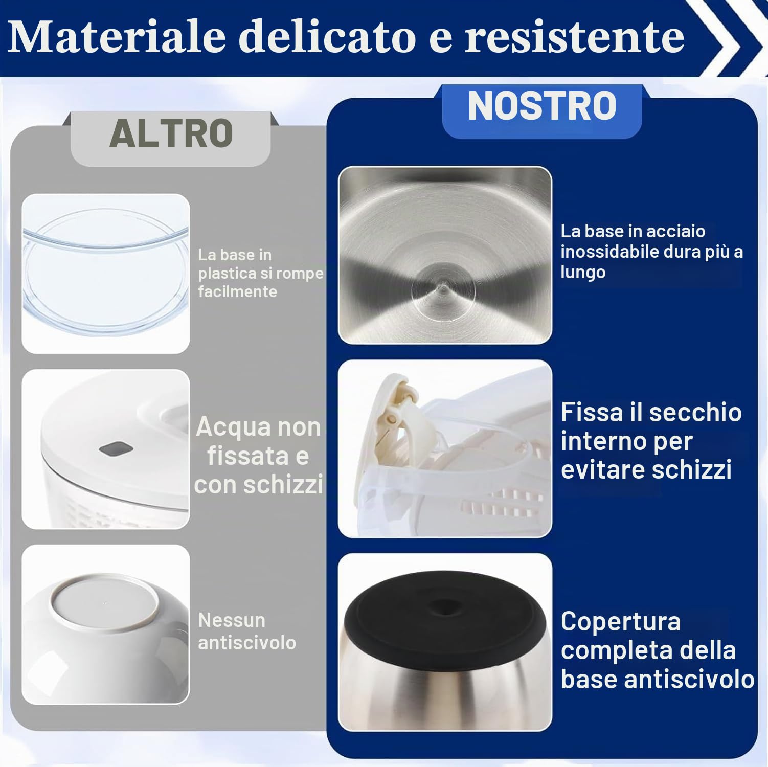 Centrifuga per insalata, 5 l, grande, multiuso, per insalata, con scarico, manuale per pulire lattuga, verdure e frutta