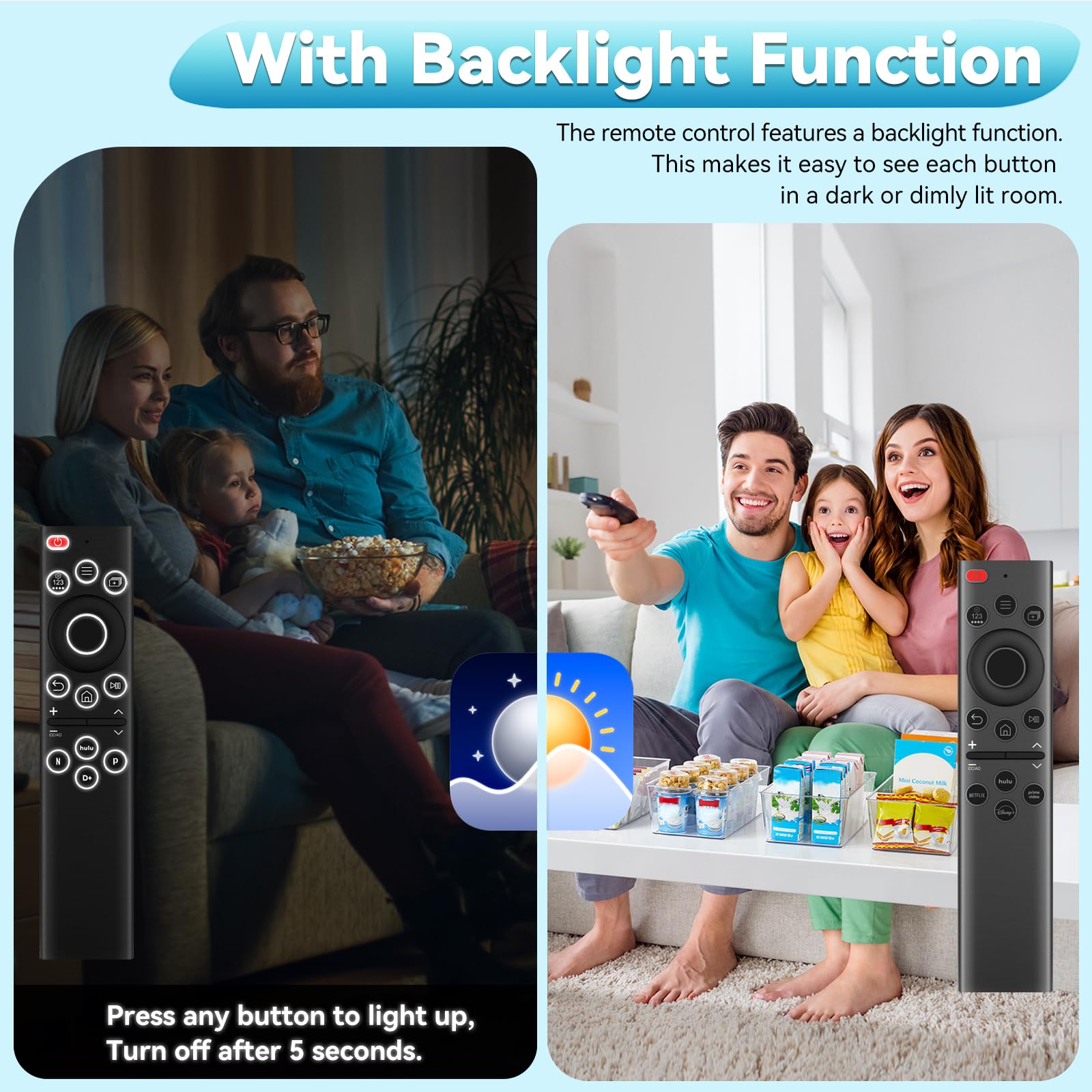 Mando a distancia universal retroiluminado de repuesto para Samsung Smart TV con 4 botones de acceso directo, control remoto retroiluminado BN59 para todos los televisores inteligentes Samsung Smart