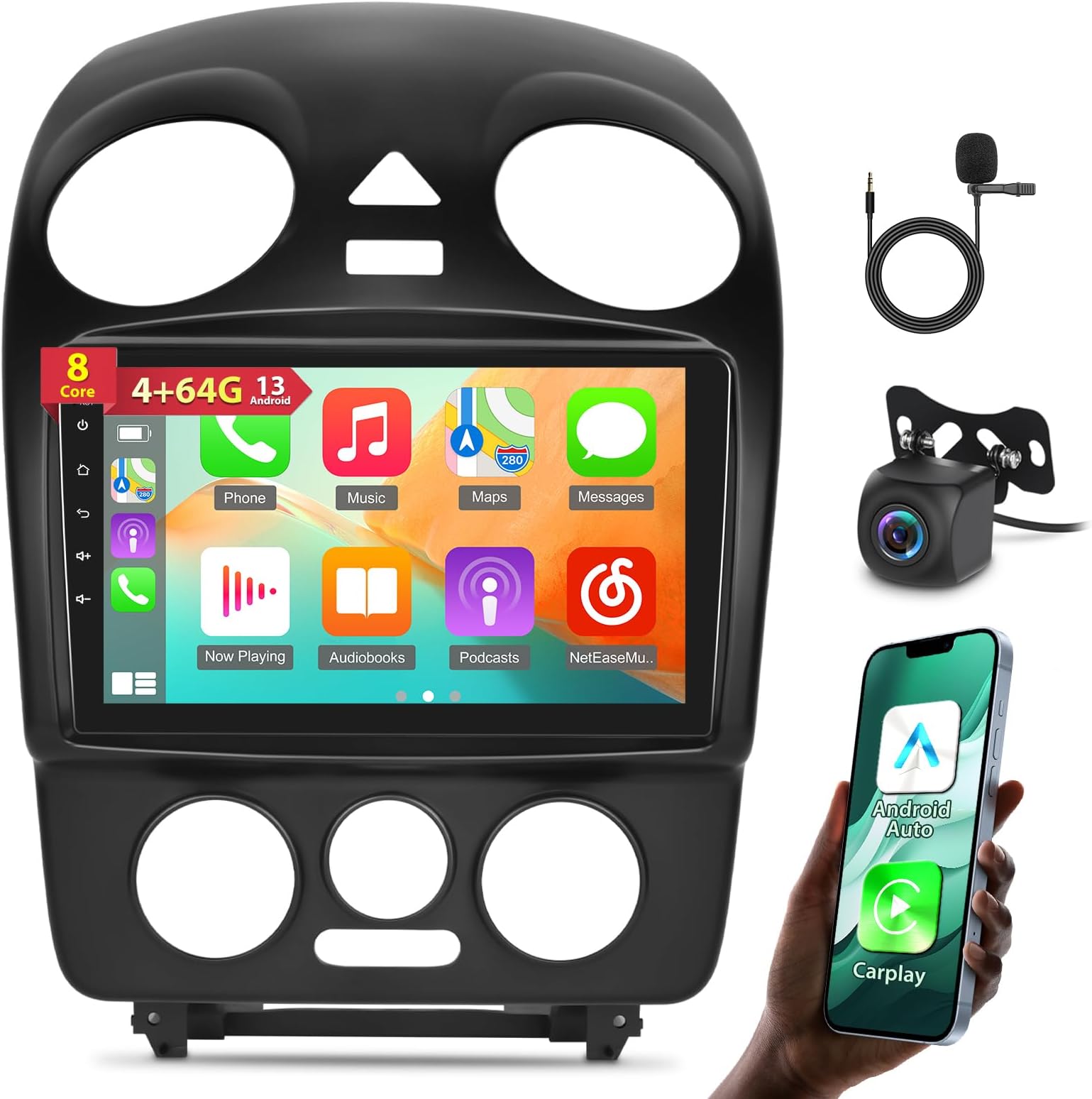 Android 15 Car Stereo For VW Beetle 2004-2010 | 9-inch Touchscreen, Wireless CarPlay, 4+64GB, GPS, Backup Camera