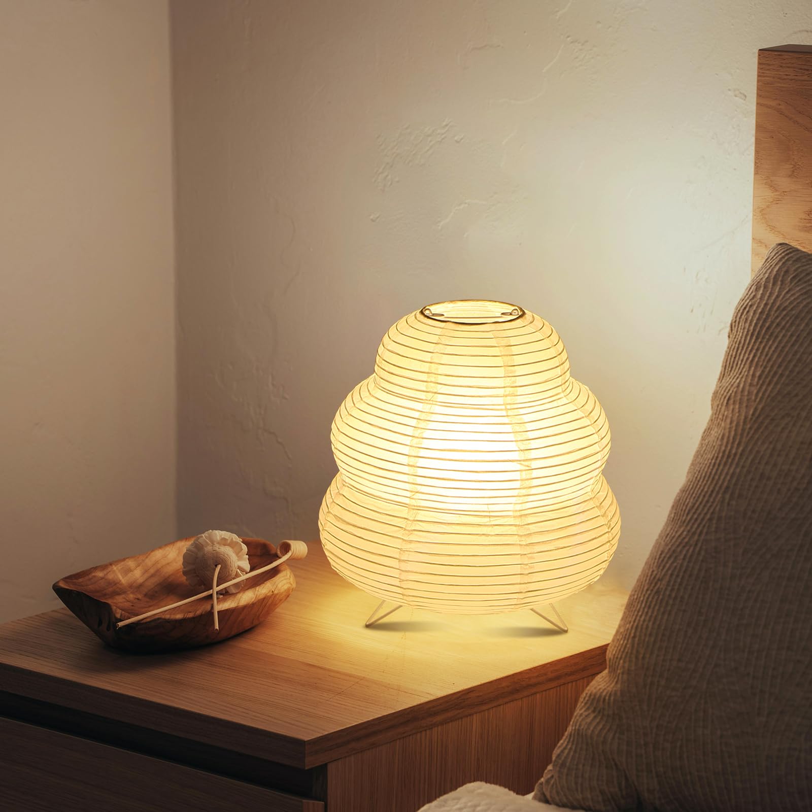 Anicompa Paper Lantern Lamp, Akari Japanese Rice Paper Table Lamp