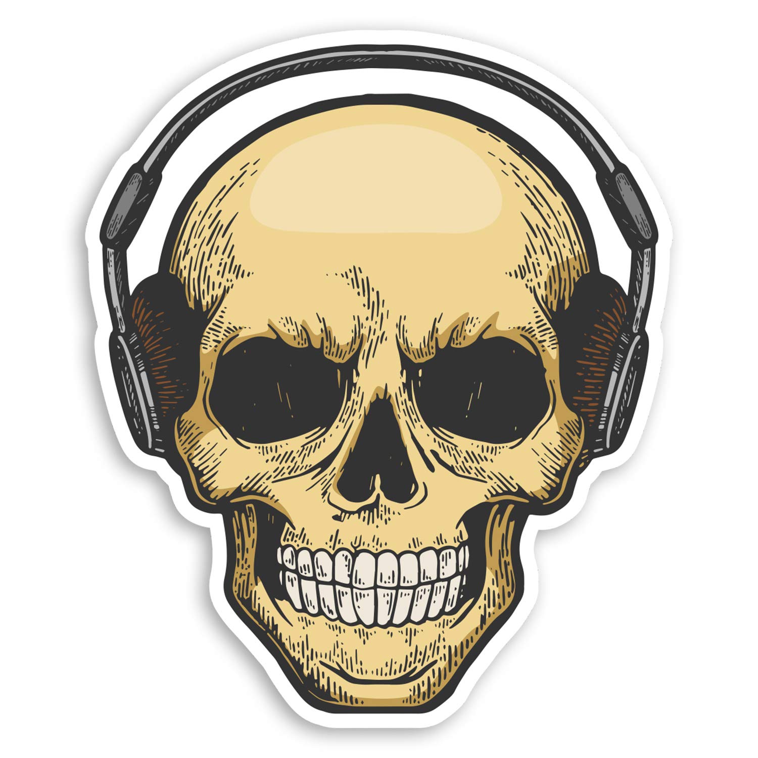 Destination Vinyl Ltd Multi 2 X 10Cm Scary Dj Skull Vinyl Stickers - Horror Tattoo Laptop Sticker #34710 (10Cm Tall)