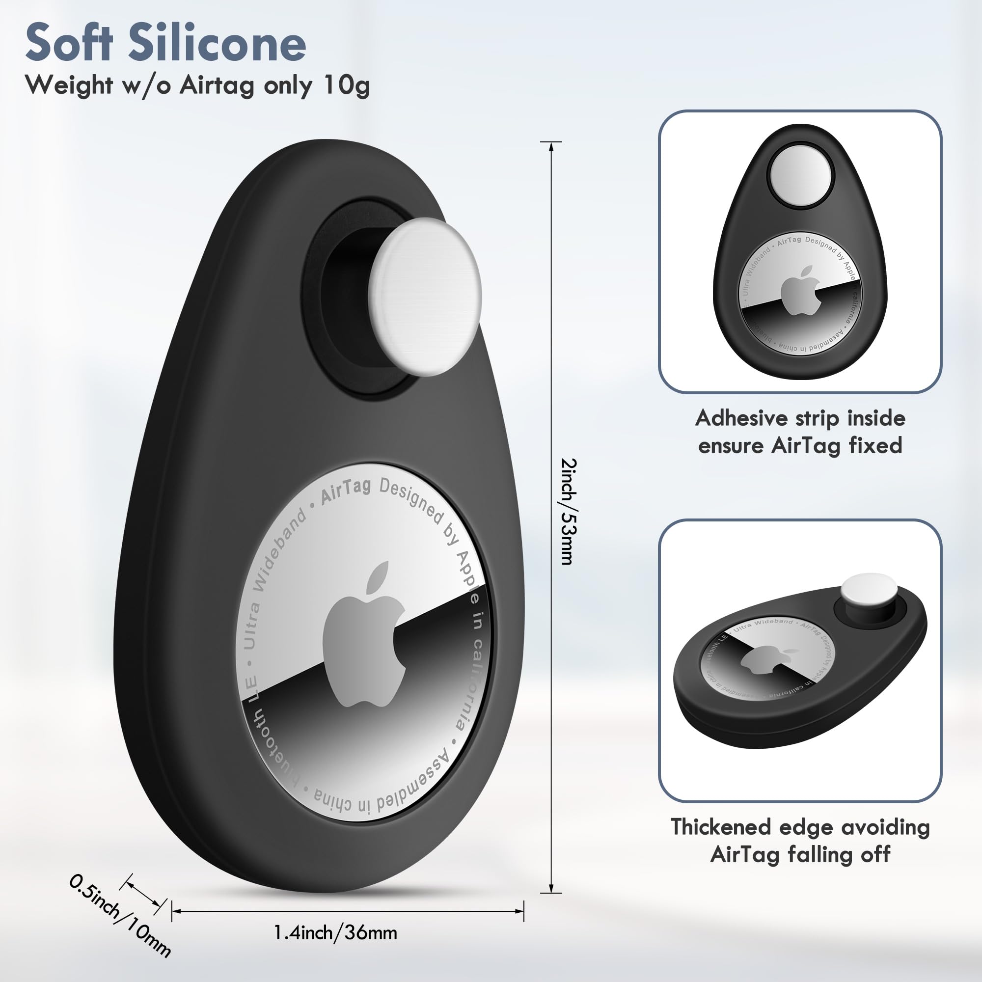 Lulaven for Airtag Holder for Kids Hidden 2 Pack GPS Tracker Case, Anti-Removal Sercutiry Air Tag Case with Pins, GPS Cover Suitable for Children, Elderly, Pets, Backpack, Luggage (Black, White)