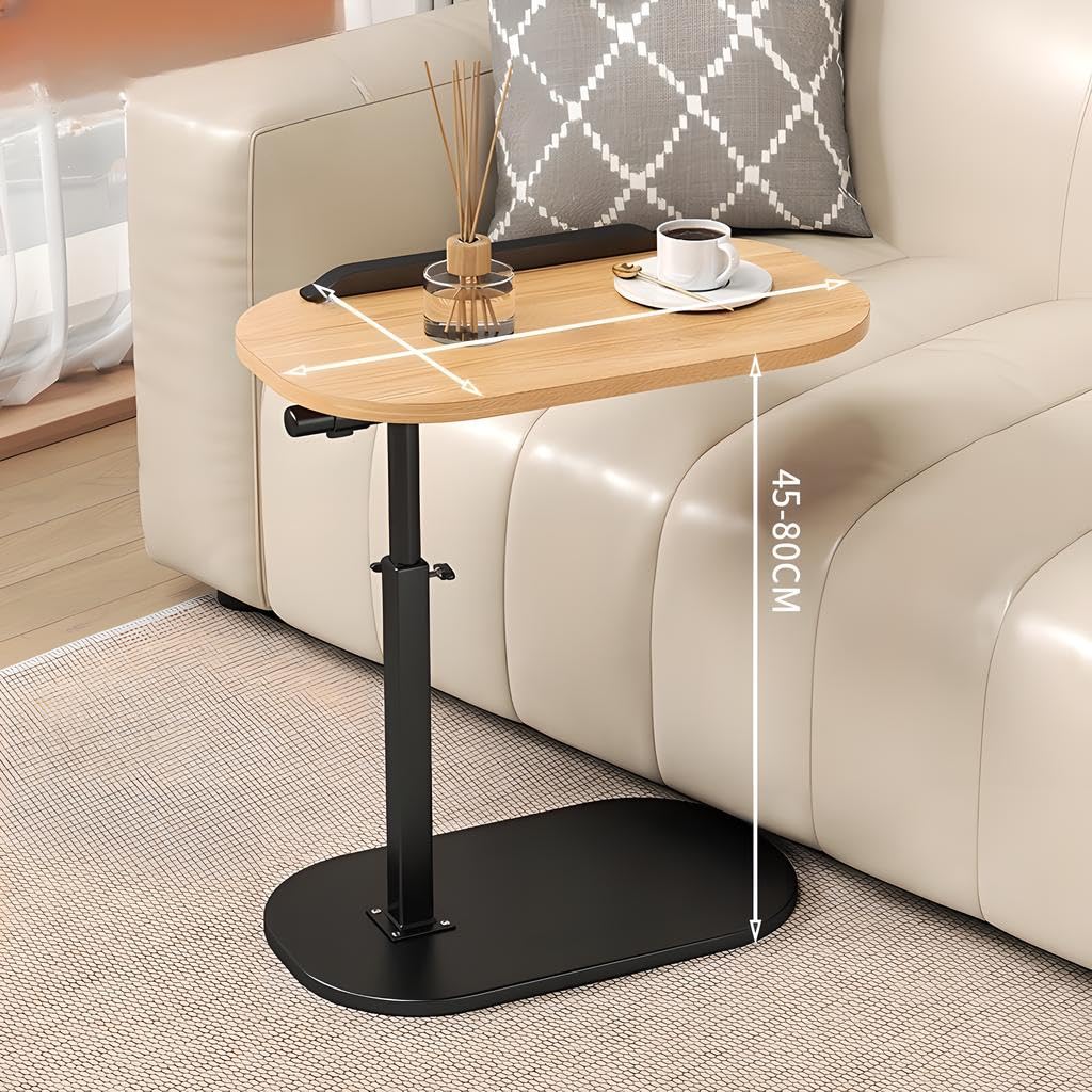 Kiss Me C Shaped Side Table, 360ยฐ Swivel Narrow End Table, Laptop Desk