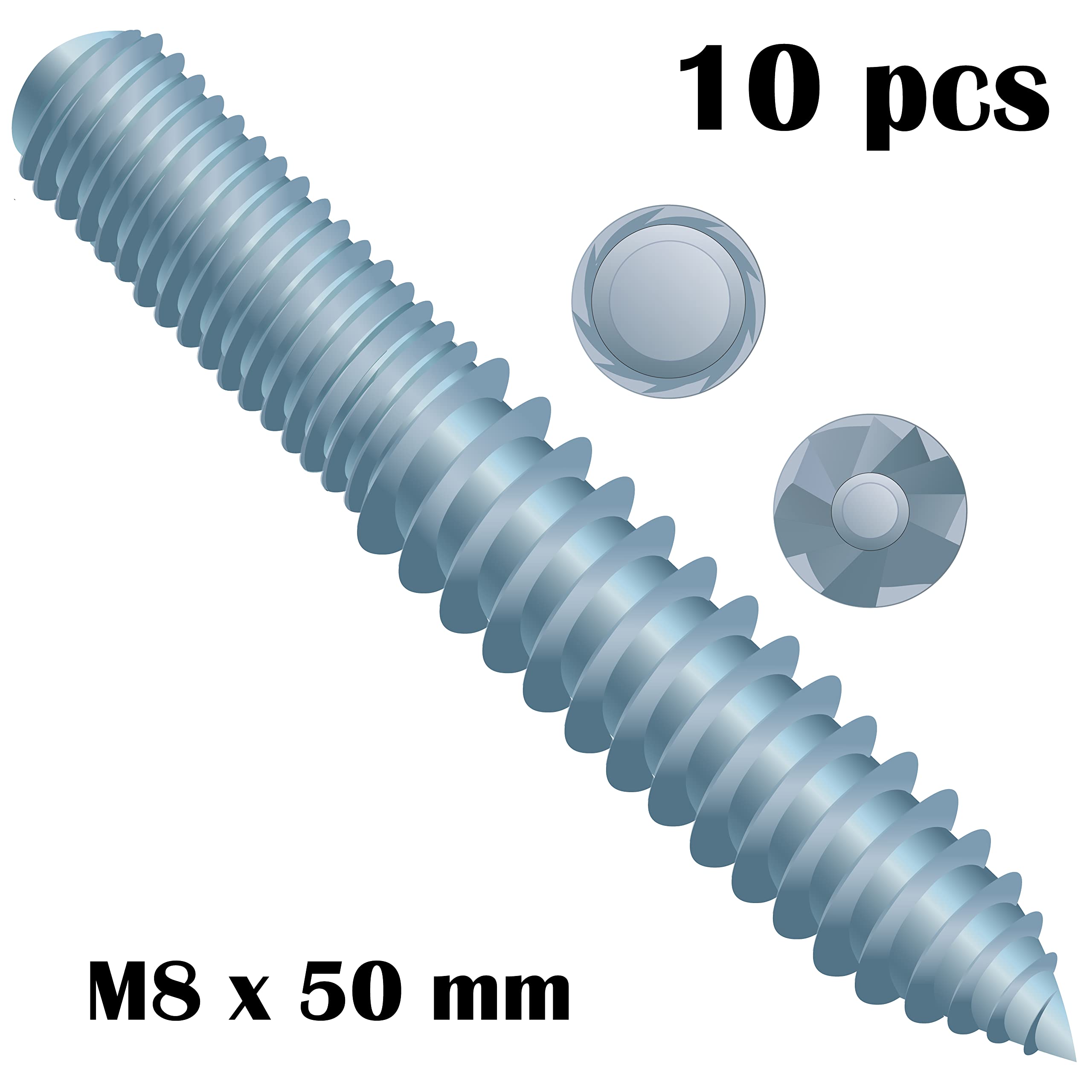 20Pcs 5x30mm Dowel Screws - Zinc Plated Iron Double Ended Thread Screws For Woodworking