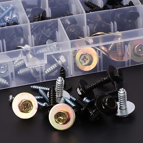 Miniatura 6 de Swpeet 160 piezas de 14 tamaños de tornillo de metal para el cuerpo del parachoques del parachoques del parachoques con cabeza redonda Phillips kit