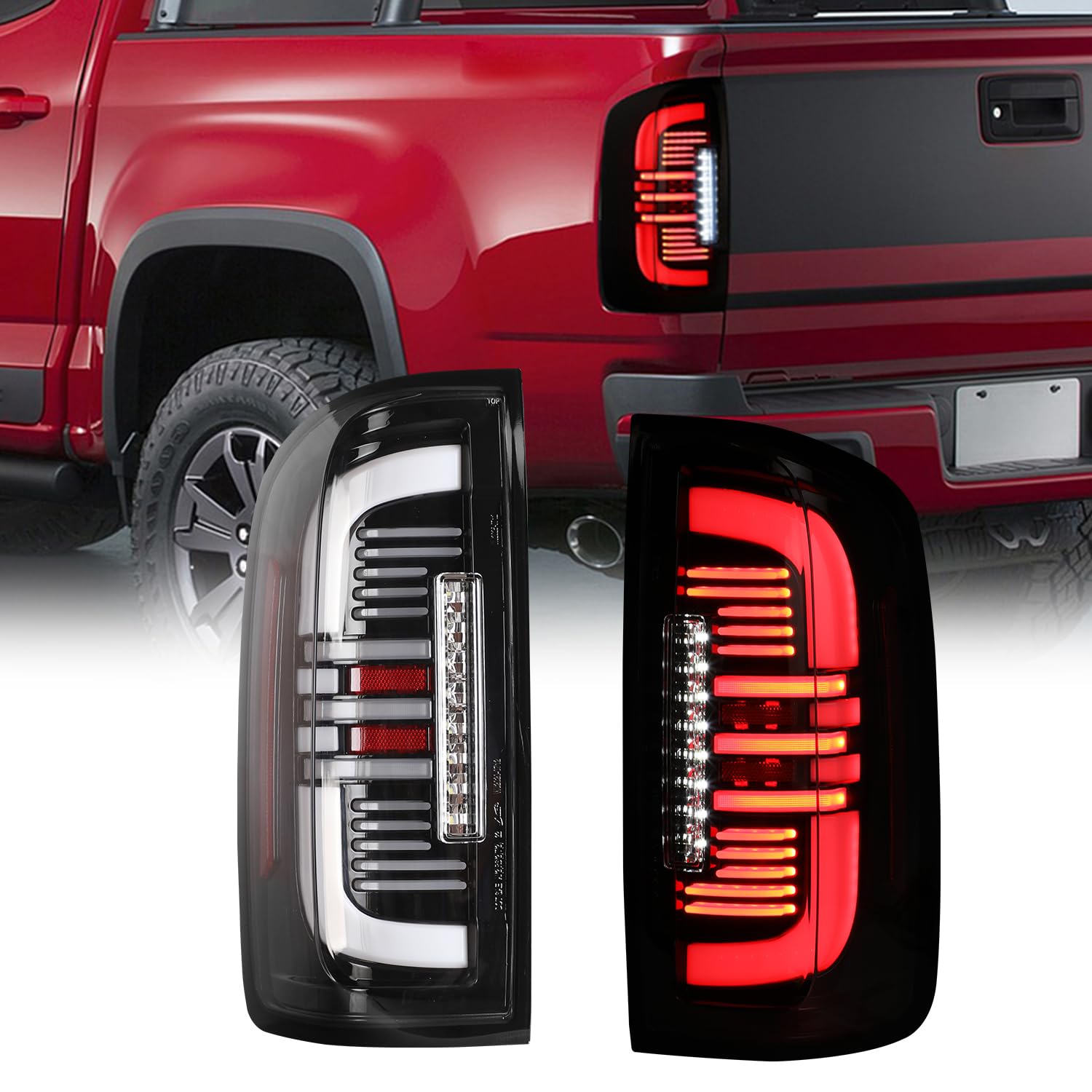 Nixon Offroad Tail Lights LED Sequential for Chevy Colorado 2015 2016 2017 2018 2019 2020 2021 2022 Rear Lamps Assembly Replacement Full LED Design with Sequential Turn Signal, Clear Lens
