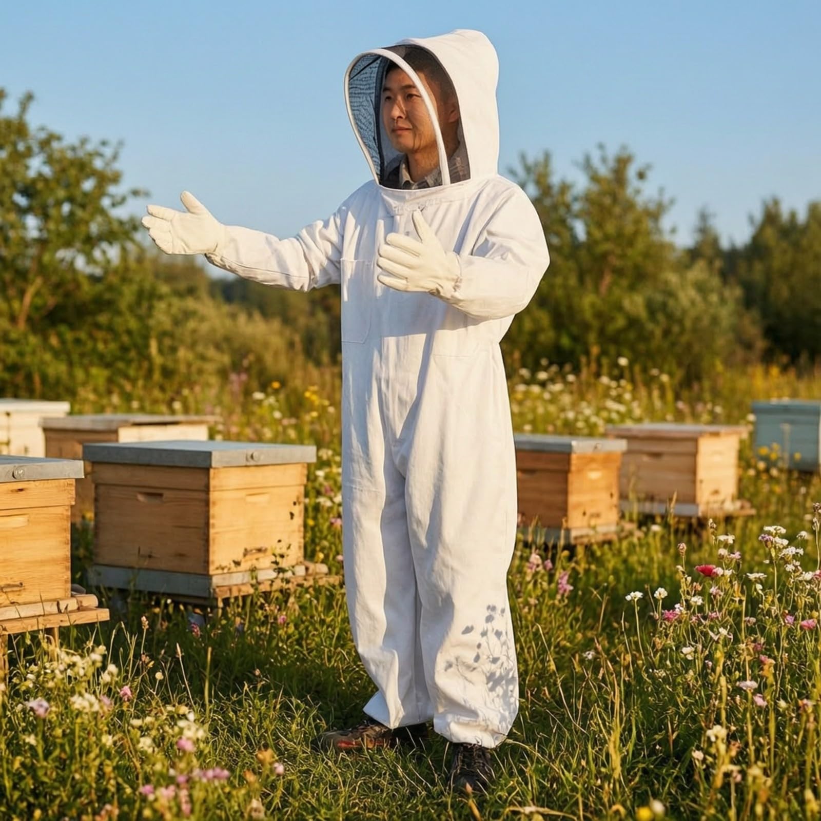 LOVIVER Combinaison D'apiculture Protectrice | Anti-Abeilles, complète, Tenue D'apiculture Gants, pr, Apiculteurs