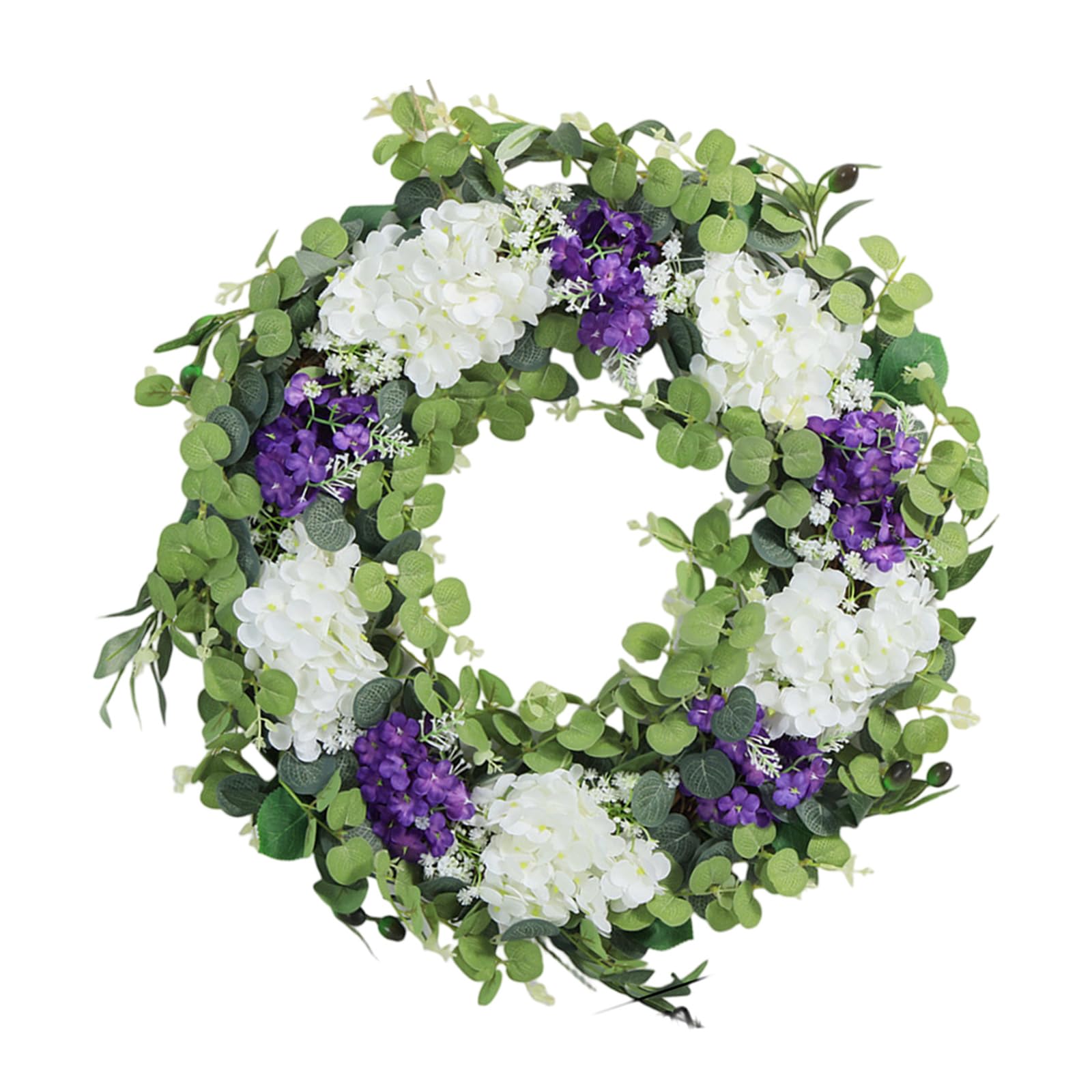 Meiliyizu Artificial Violets Wreath for Door Decors Spring Home Decoration Floral Hanging Ornament 50cm Seasonal Door Garlands Artificial Violets Wreath