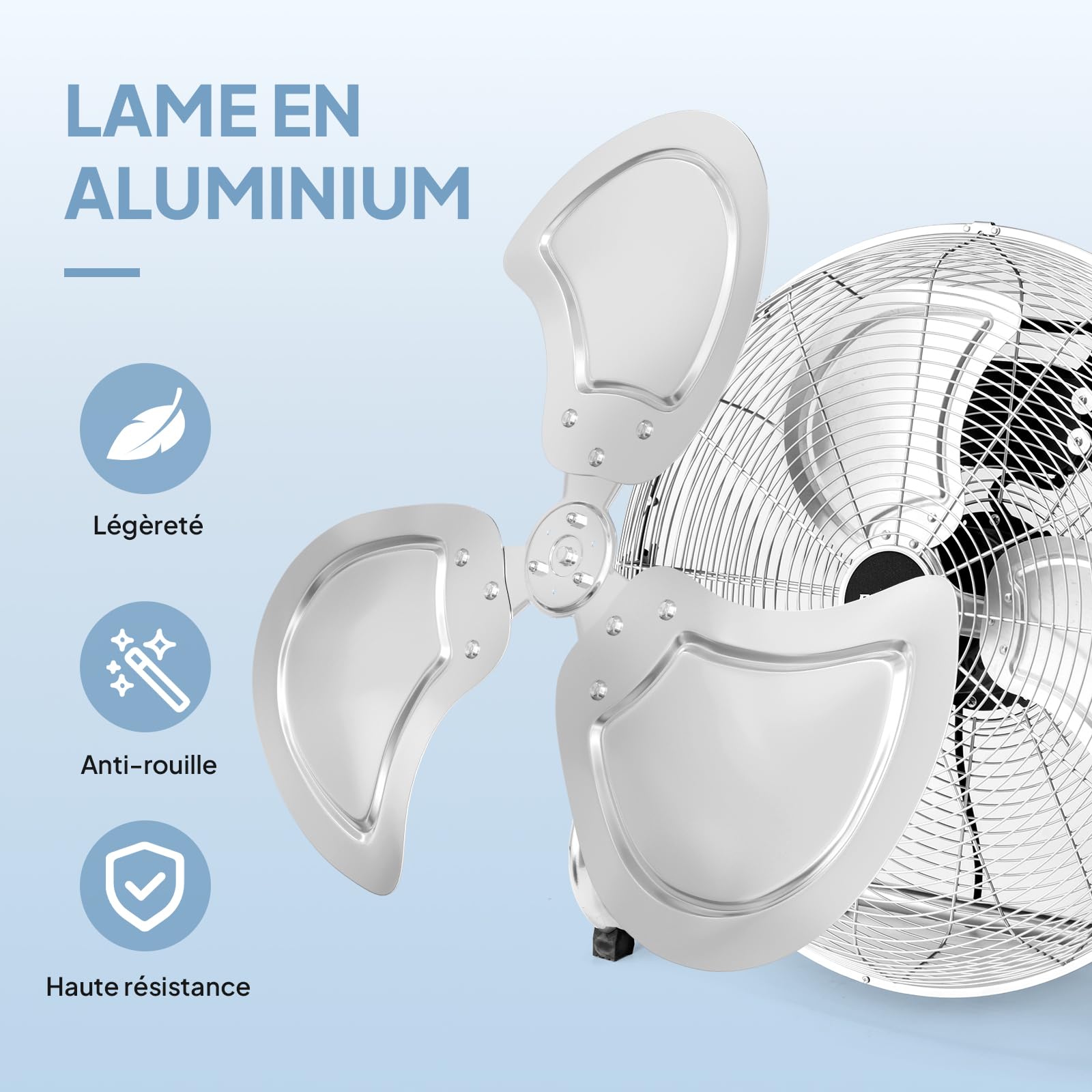 ROVSUN Ventilateur de Sol 30cm, 60W, Ventilateur Industriel en Métal Robuste, 3 Vitesses, Grille Amovible, Poignée Transport, 90-180° Réglable, pour Salon, Garage, Sous-sol, Atelier, Argenté