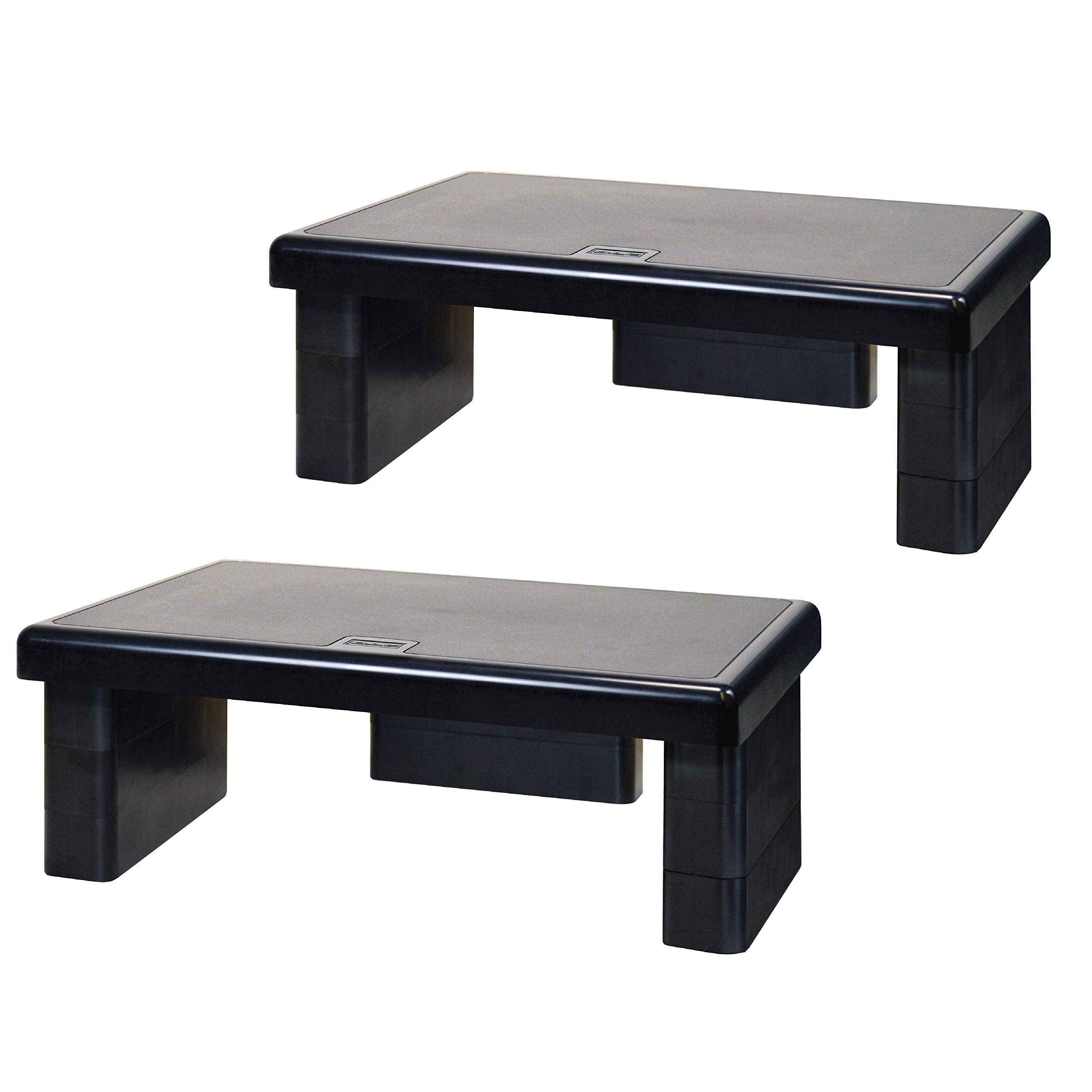 DAC STAX Computer Monitor Riser, Ultra-Sturdy Adjustable Desktop Monitor Stand, Supports up to 66 Pounds, Medium Size, 2-Pack, for Dual Monitor Setup