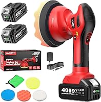Avhrit 6-Inch Cordless Car Buffer Polisher: Dual 4000mAh Batteries, 8mm Orbit, 6 Speeds 2500-6000 RPM for Car Waxing, Boat Detailing & Scratch Removal