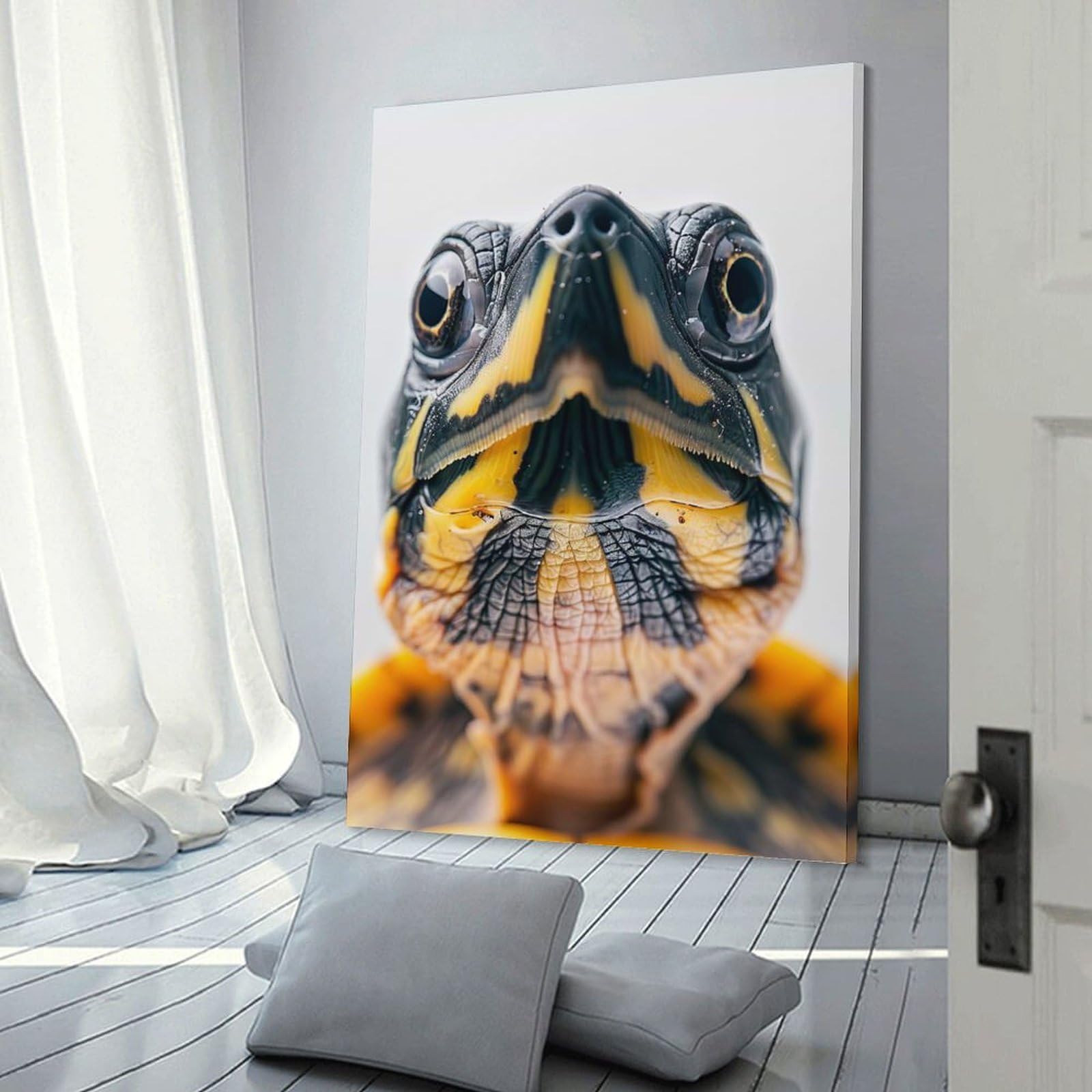 Junmoney Turtle Face Wall Picture Print 24x36inch(60x90cm), for Work Areas, Reading Rooms Or Studios, An Interior Accent for Desk Areas