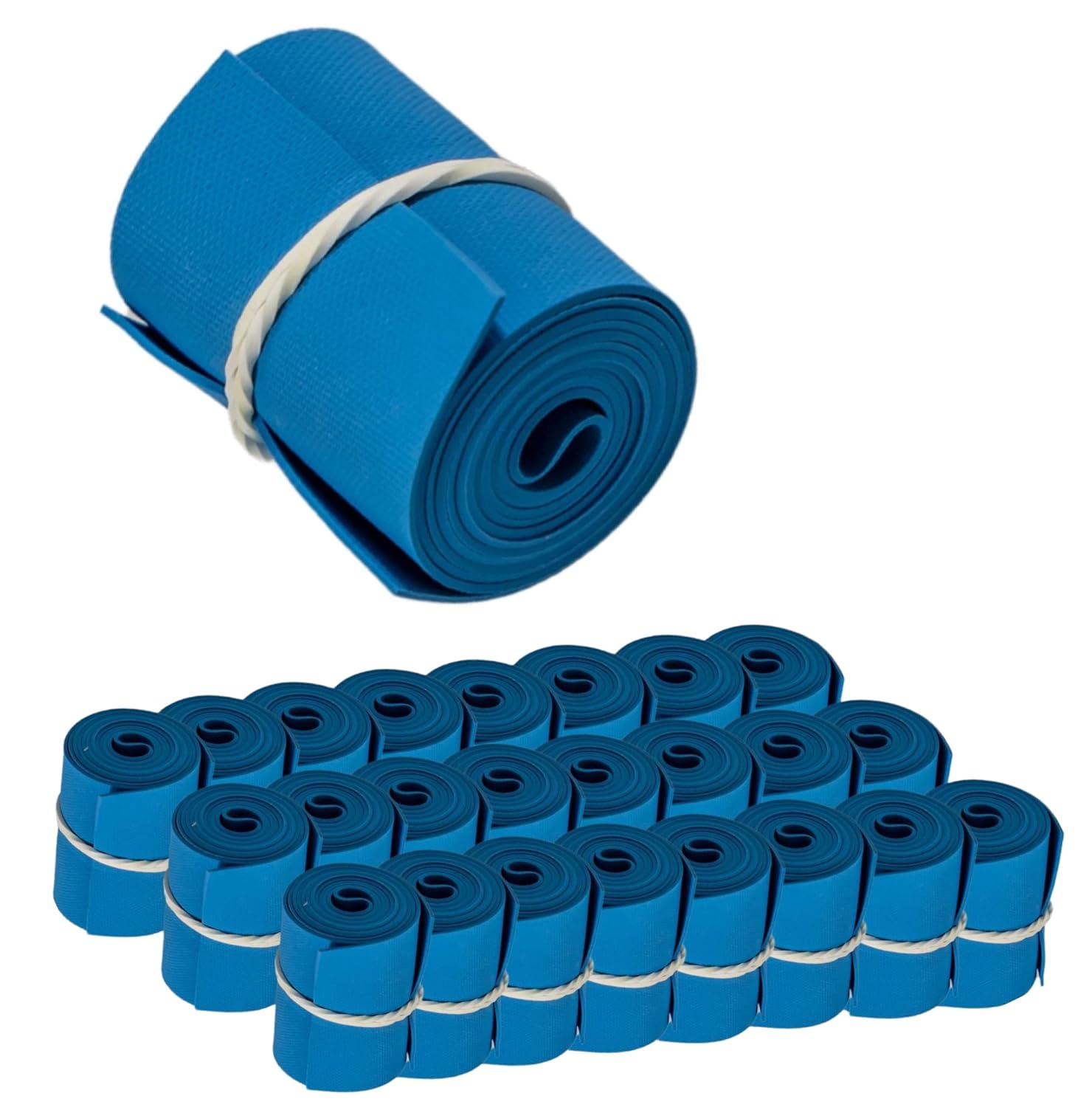 Vakly Disposable Tourniquet 1" x 18" [Pack of 25] Blue – Rolled & Banded Single-Use Elastic Latex-Free Tear-Resistant First Aid Tourniquets for Emergency & Home Use – Nursing Supplies