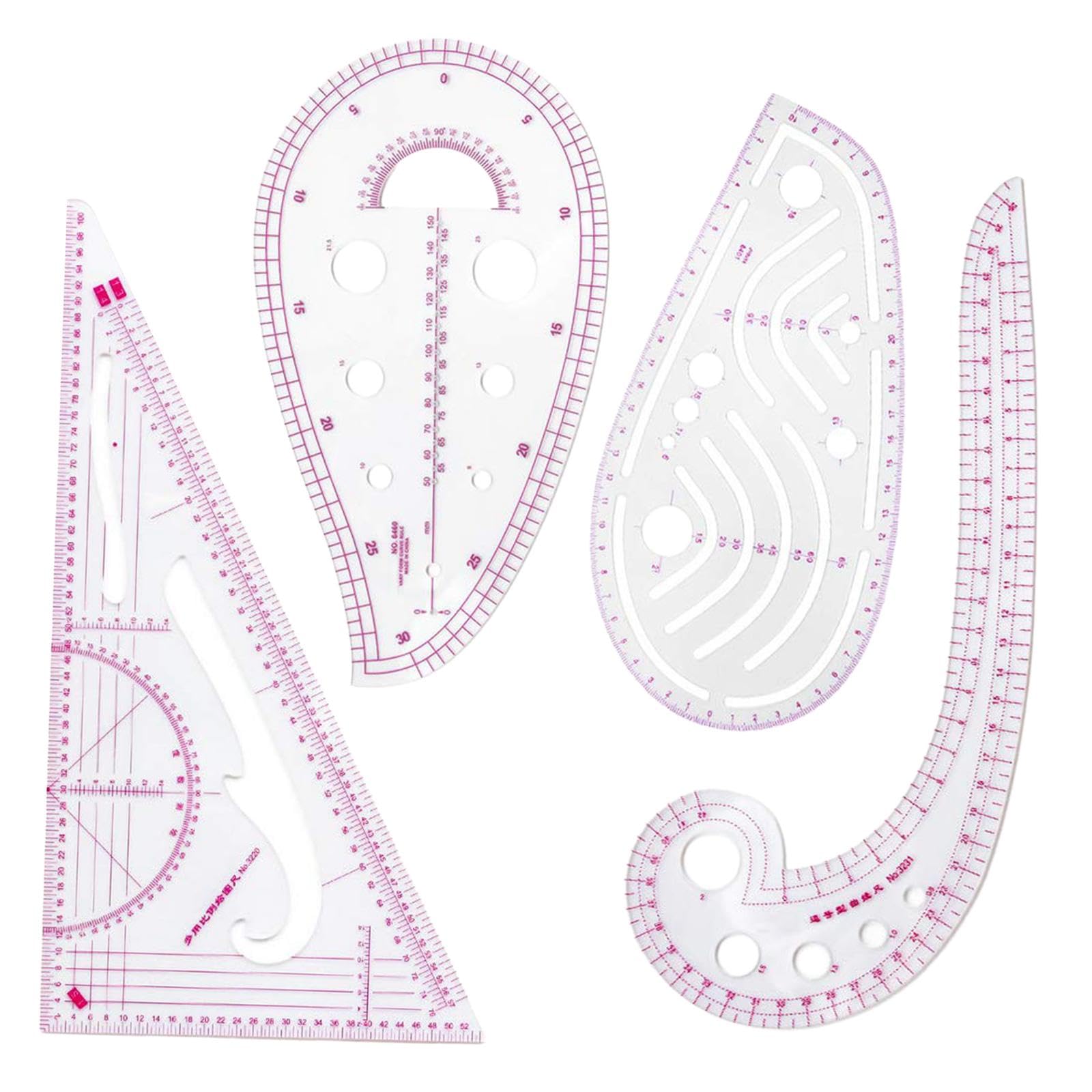 Adoorniequea Multi 4 Pieces French Curve Ruler Kit Pattern Making Tailor Sewing Tools For Designers