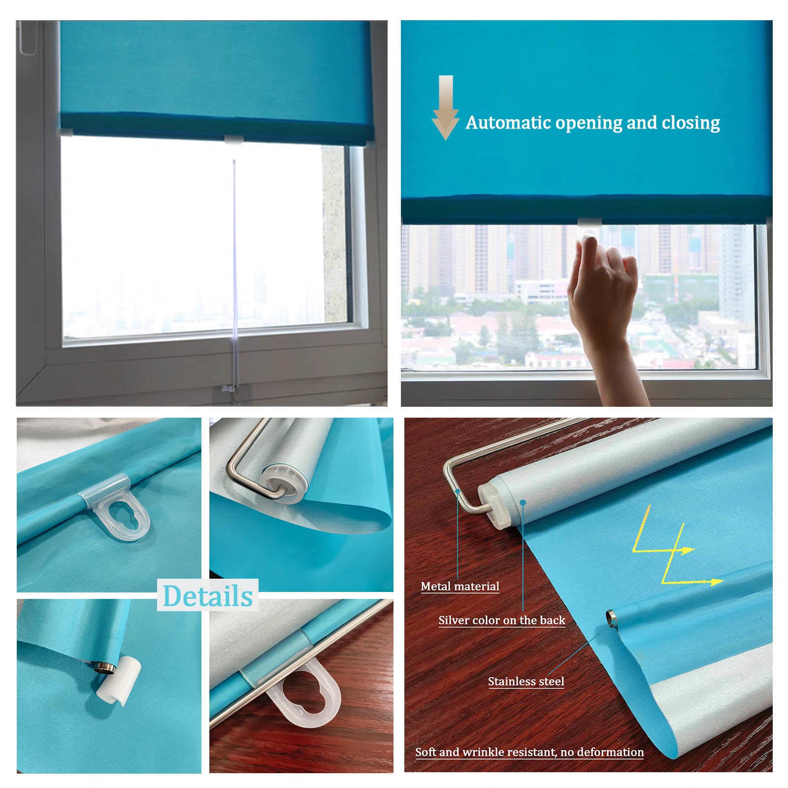 zuignap zonwering rolgordijn,70% verduistering gordijn,tijdelijke Venster Jaloezieënmet intrekbaar functie,uv-bestendige rolgordijnen ,30x125cm-75x125cm,privacyschermen,Grey-35×125cm(14 * 49in