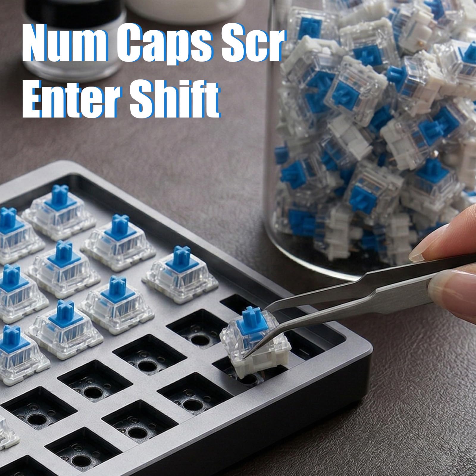 36 Transparente Blaue Achse Switches 3-Pin Klickend Taktil Mechanisch Präzises Tippen DIY-Ersatzset Für 3D-Druck-Gaming-Tastaturen