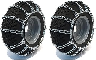 OakTen Set of 2 Tire Chains for Snow Blowers Lawn Garden Tractors Mowers and Rider, 2-Link spacing, Fits for Tire Size 18x8.50x8.