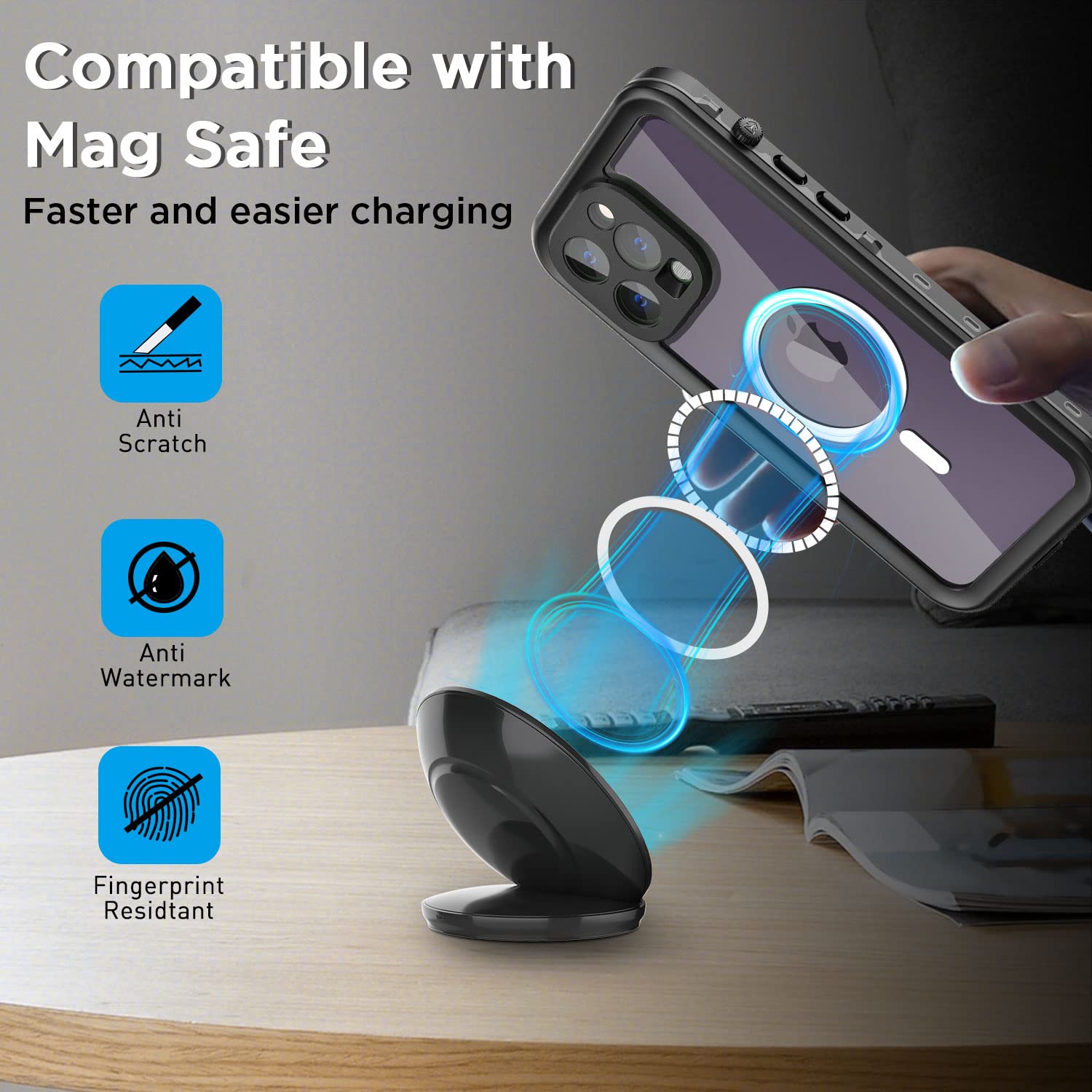 AICase Funda Impermeable para iPhone 14 Pro MAX a Prueba de Nieve, Polvo y Golpes, protección de 360° certificada IP68, Funda Protectora subacuática Totalmente sellada para iPhone 14 Pro MAX de 6,7"