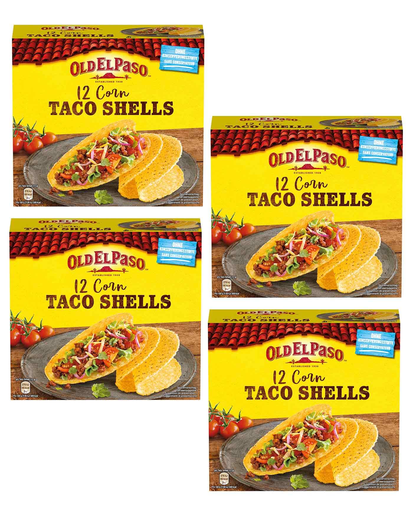 Old El Paso Taco Shells – Glutenfrei - Mexikanische Mais Tortillas in Schalenform – 1 x 156 g (Packung mit 4)