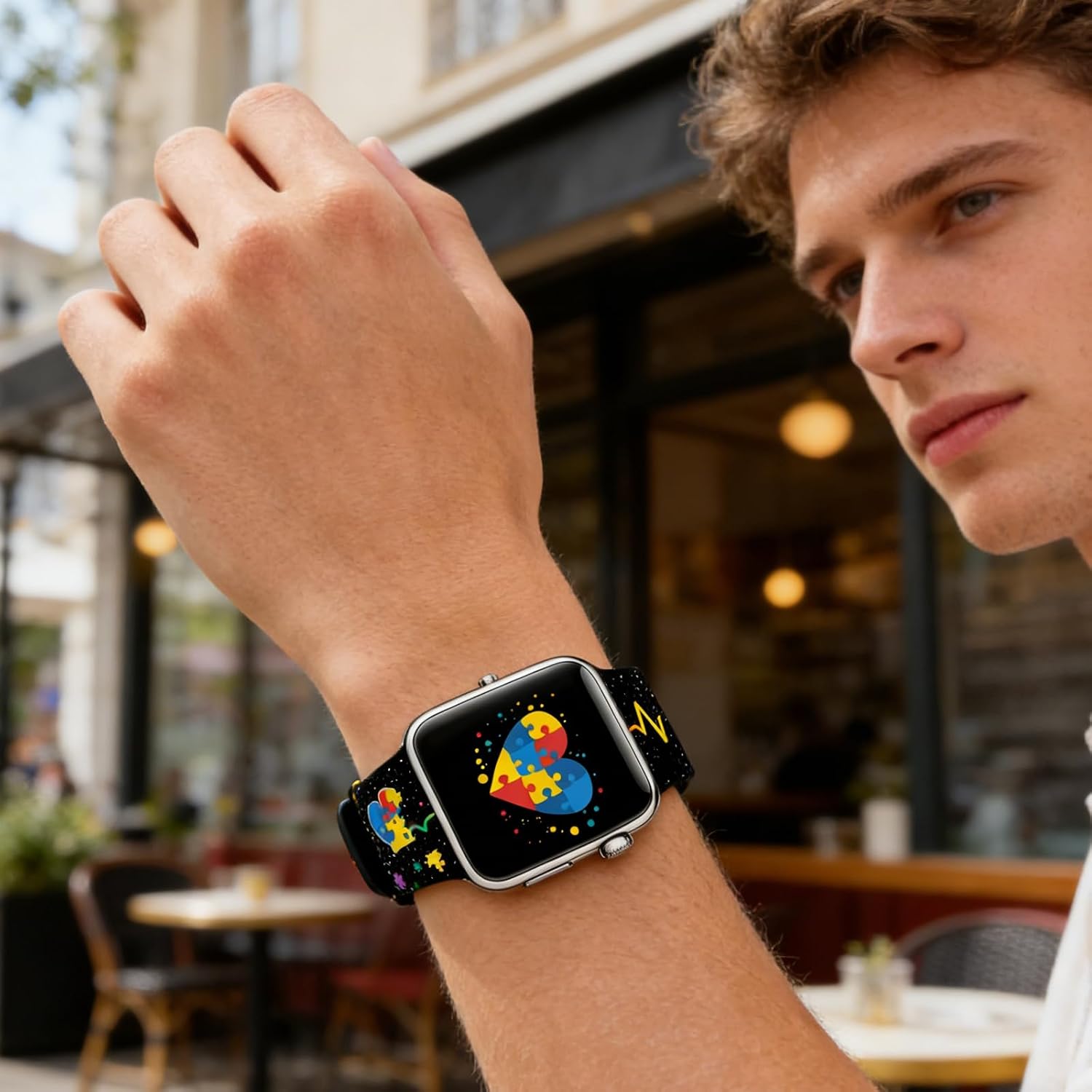 Autism Awareness Watch Band Compatible with Apple Watch Band 38mm 40mm 41mm 42mm 44mm 45mm 46mm 49mm, Soft Silicone Waterproof Strap for iWatch Bands Series 10 9 Ultra 8 7 6 5 4 3 2 1 SE Women Men