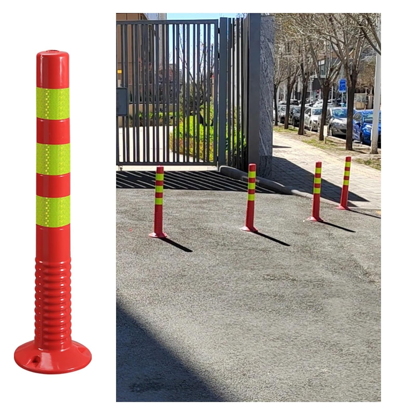CWCQGH Safety Bollard Traffic Delineator Post Concrete Floor Mounted, Reflective Warning Barrier Cones With Anchor Bolts (6pcs red Yellow)