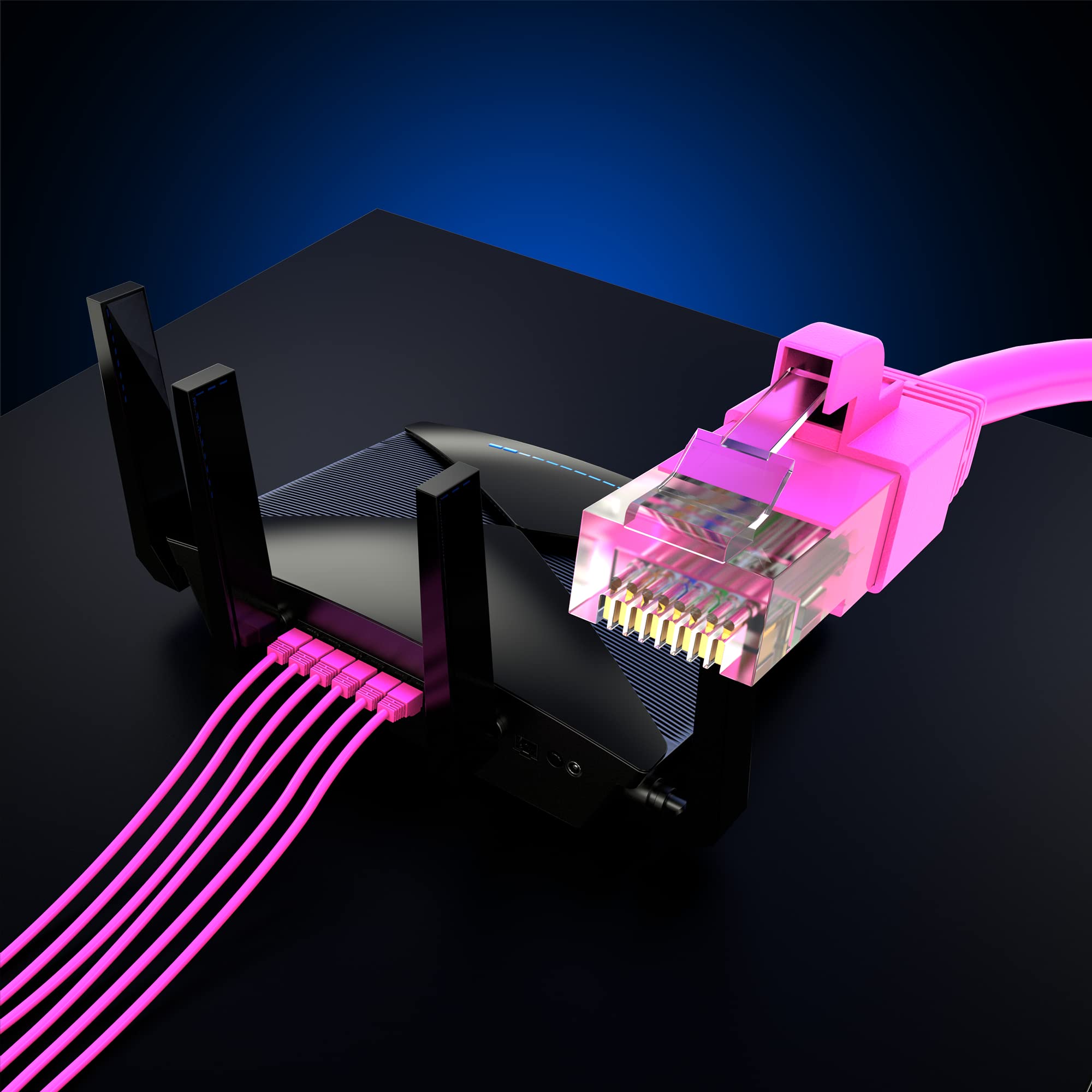 Maximm Cat 6 Ethernet Cable 4 Ft, (3-Pack) Cat6 Cable, LAN Cable, Internet Cable, Patch Cable and Network Cable - UTP (Pink) 4 Feet with 100 Cable Clips and Zip Ties