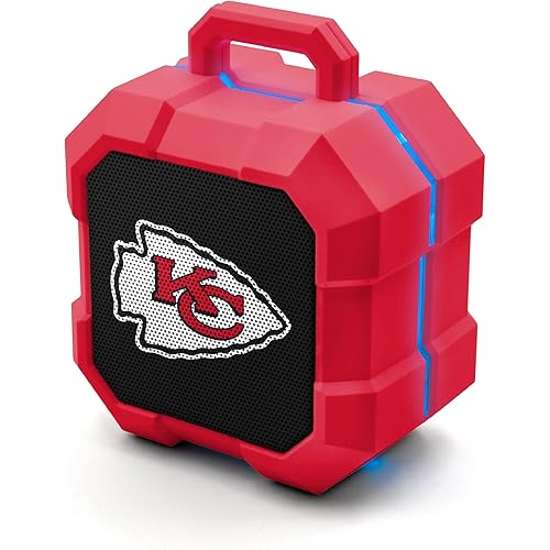 SOAR NFL Shockbox LED Wireless Bluetooth Speaker - Water Resistant IPX4, 5.0 Bluetooth with Over 5 Hours of Play Time - Small Portable Speaker - Officially Licensed NFL, Perfect Home & Outdoor Speaker