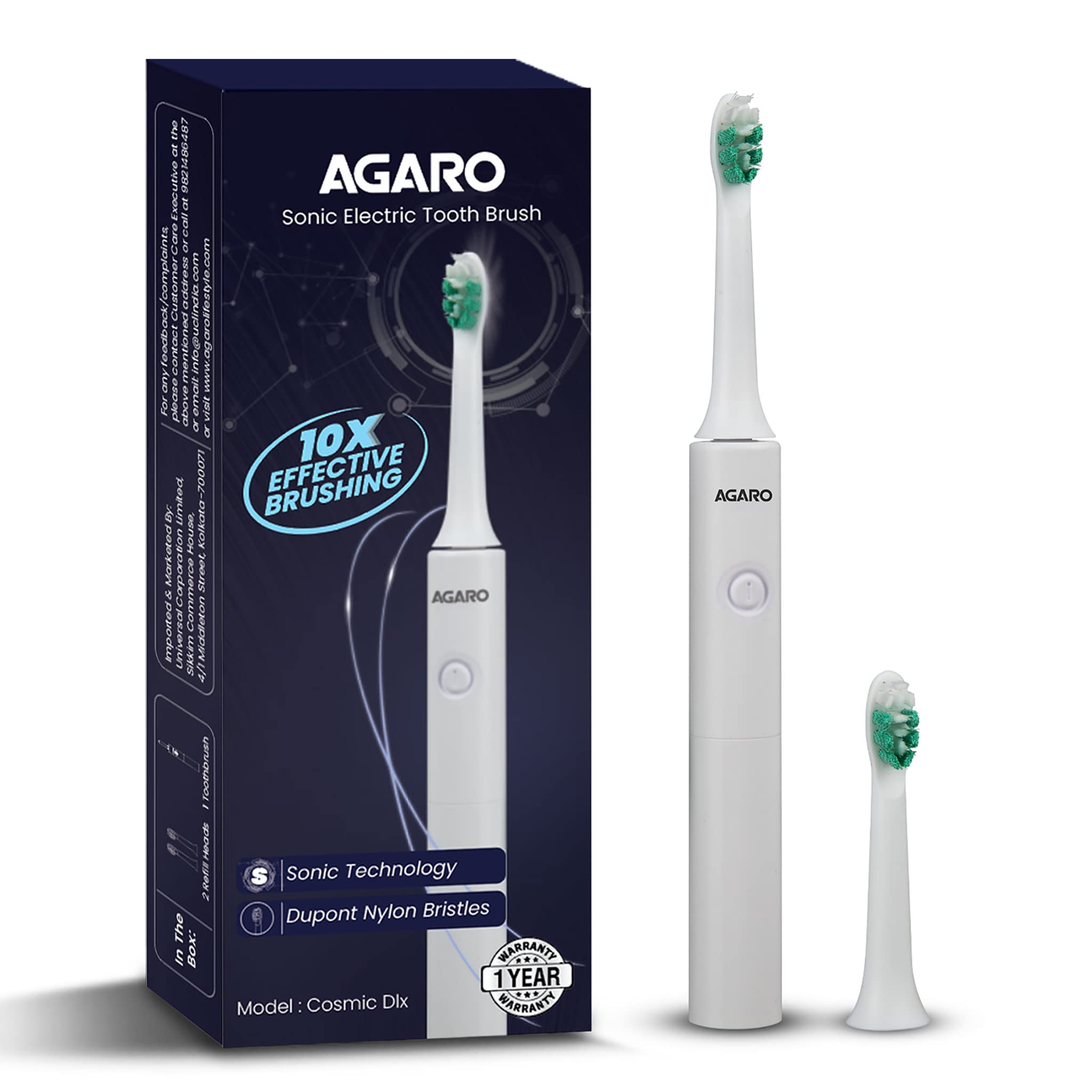 AGARO Cosmic Dlx Sonic AAA Battery Electric Toothbrush For Adults, Power Toothbrush, Soft Nylon Bristles, AAA Battery, White (B0B84SJ6RS) Amazon Price History, Amazon Price Tracker