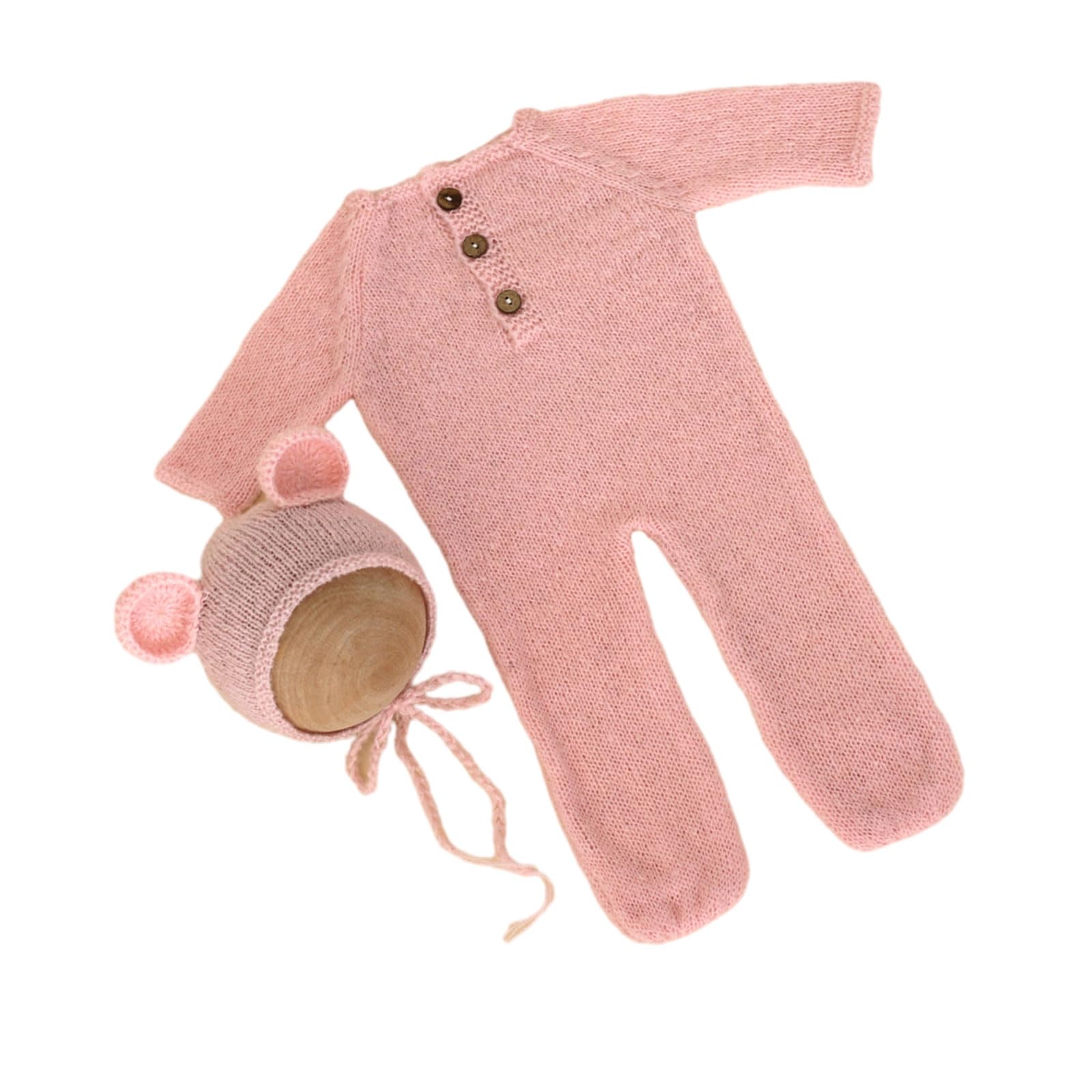 Lily BrownBaby Photography Props Suit Bear Ear Bonnet Long Sleeves Romper Photo Bodysuit Skin-Friendly Infant Photo Outfit Photo Set