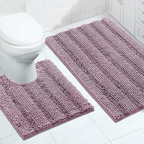 Miniatura 1 de Juego de alfombras de baño de felpilla, antideslizantes, súper absorbentes, peludas para bañera, regadera, inodoro, alfombra de baño de felpa suave