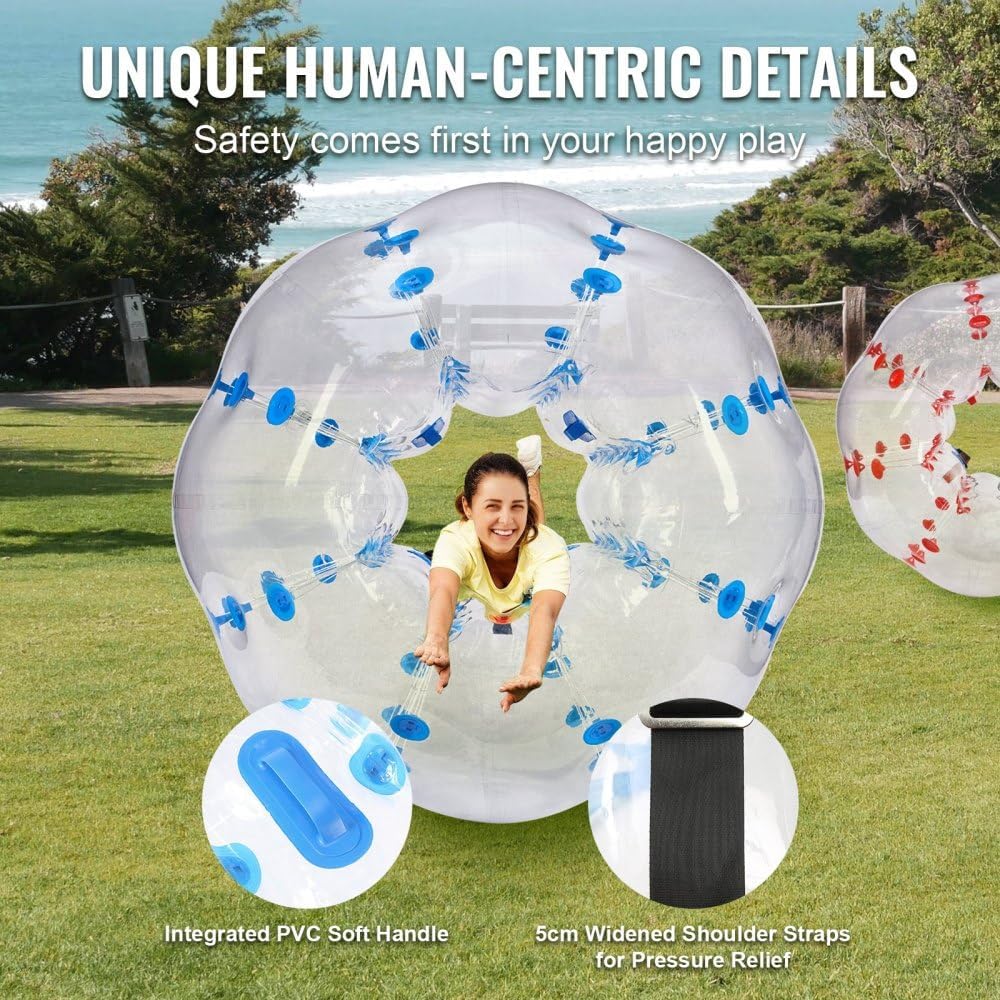 2-Pack 5FT Inflatable Bumper Balls Made of 0.8mm Thick PVC for Outdoor Fun, Sumo Zorb Spheres for Teens and Adults, Ideal for Yard Games and Party Activities