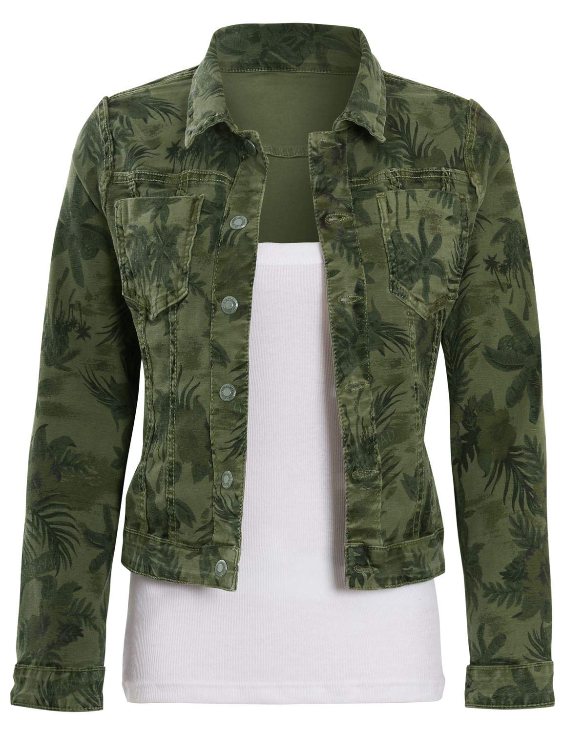 SS7 Womens Reversible Denim Jacket Khaki