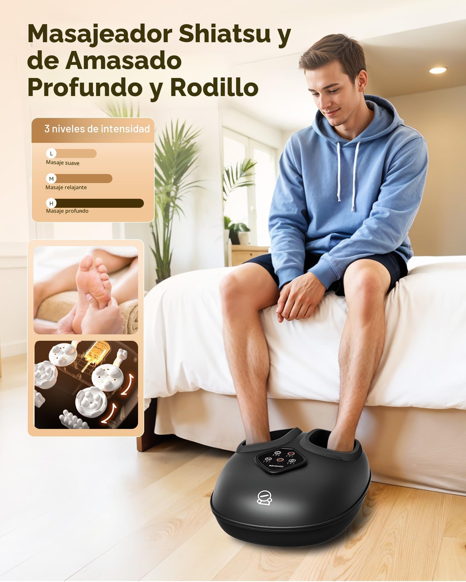 COMFIER Masajeador de Pies Shiatsu con Amasamiento, Rodadura y Compresión Regalos para Hombres Mujeres