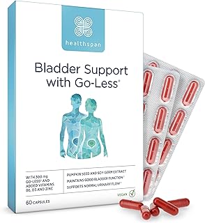 Bladder Support with Go-Less® | Supports Good Bladder Health & Urinary Flow | 300 mg Go-Less® | Pumpkin Seed Extract & Soy Germ Extracts | Added Vitamin B6, D3 & Zinc | Vegan (60 Capsules)