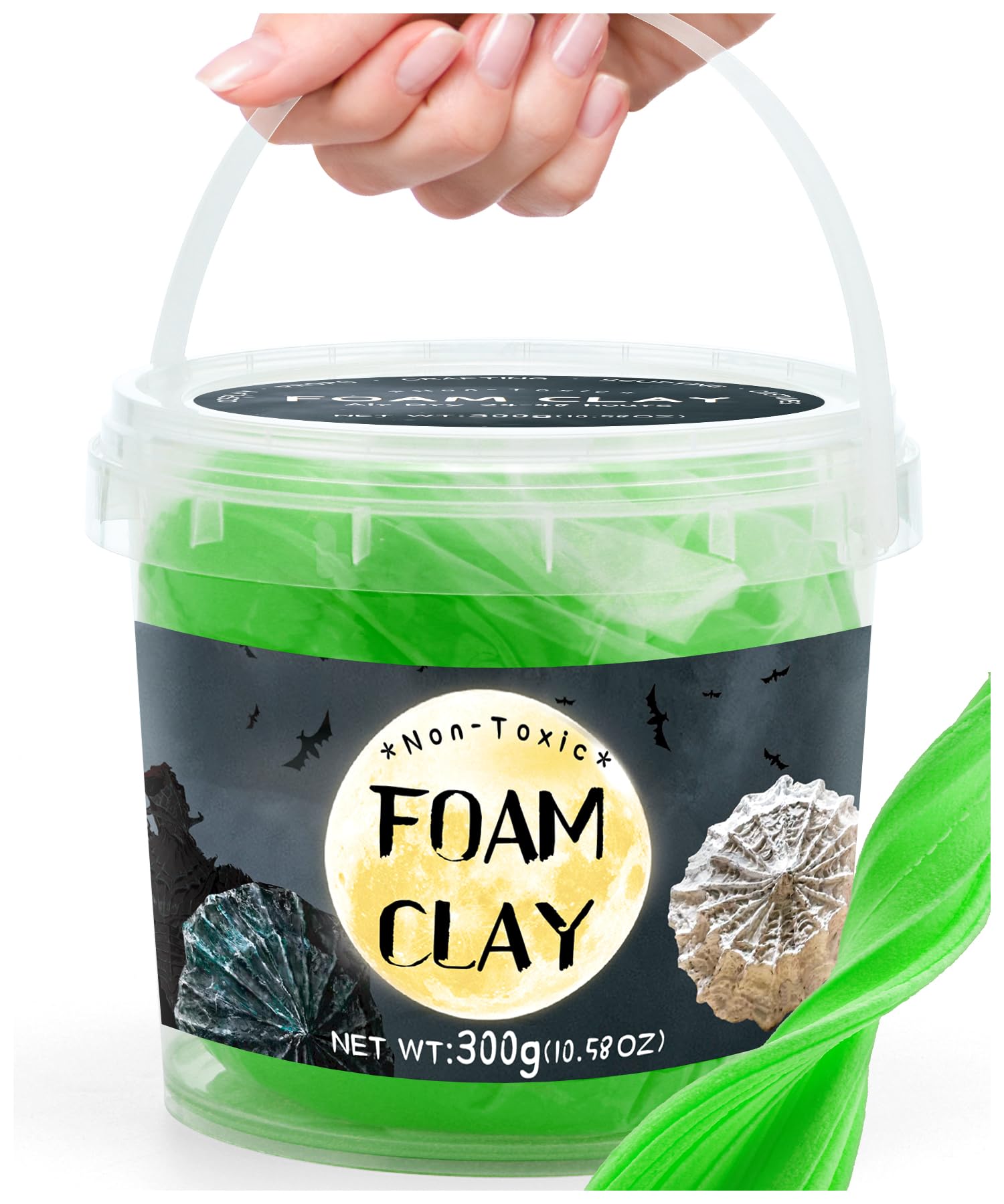 IPETRK Green Moldable Cosplay Foam Clay (300 Gram) Air Dry Clay - High Density and Perfect for Intricate Designs | Figures | Masks | Craft Projects | Great for Cutting with Tools, Sanding or Shaping