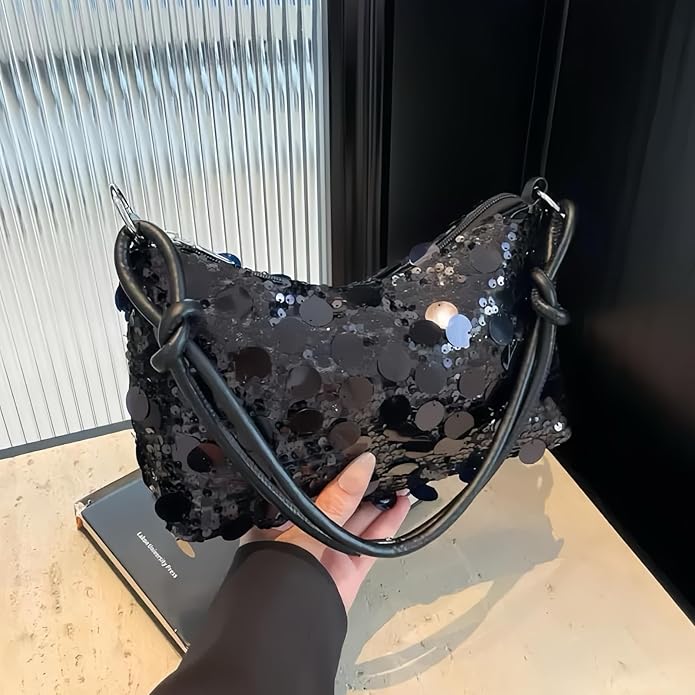 Clutch glitter pailletten tas schoudertas avondtas hoge