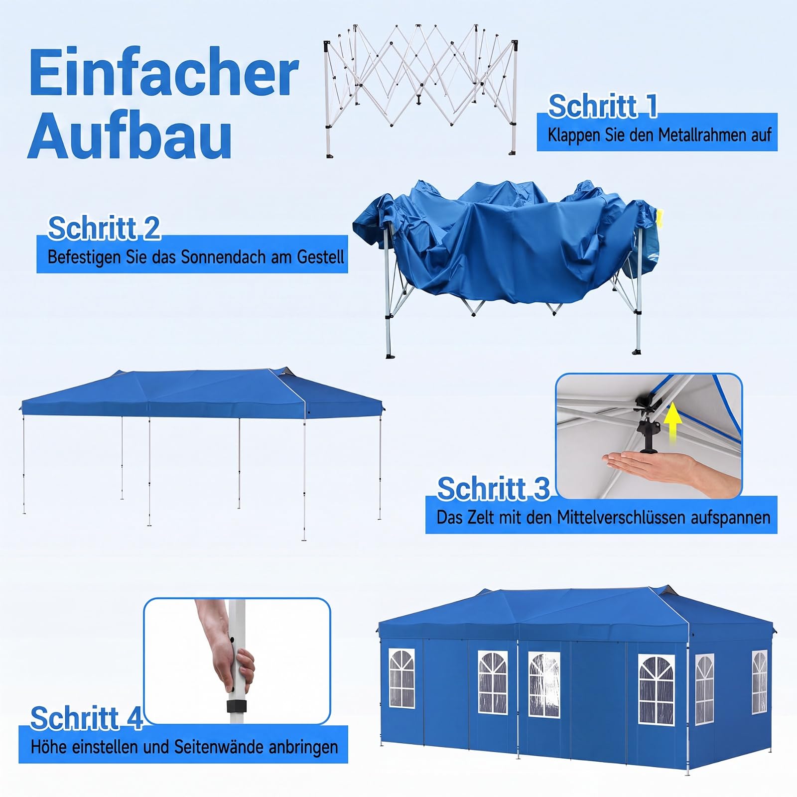 COSTWAY Pawilon, 3 x 6 m namiot imprezowy typu pop-up, z regulacją